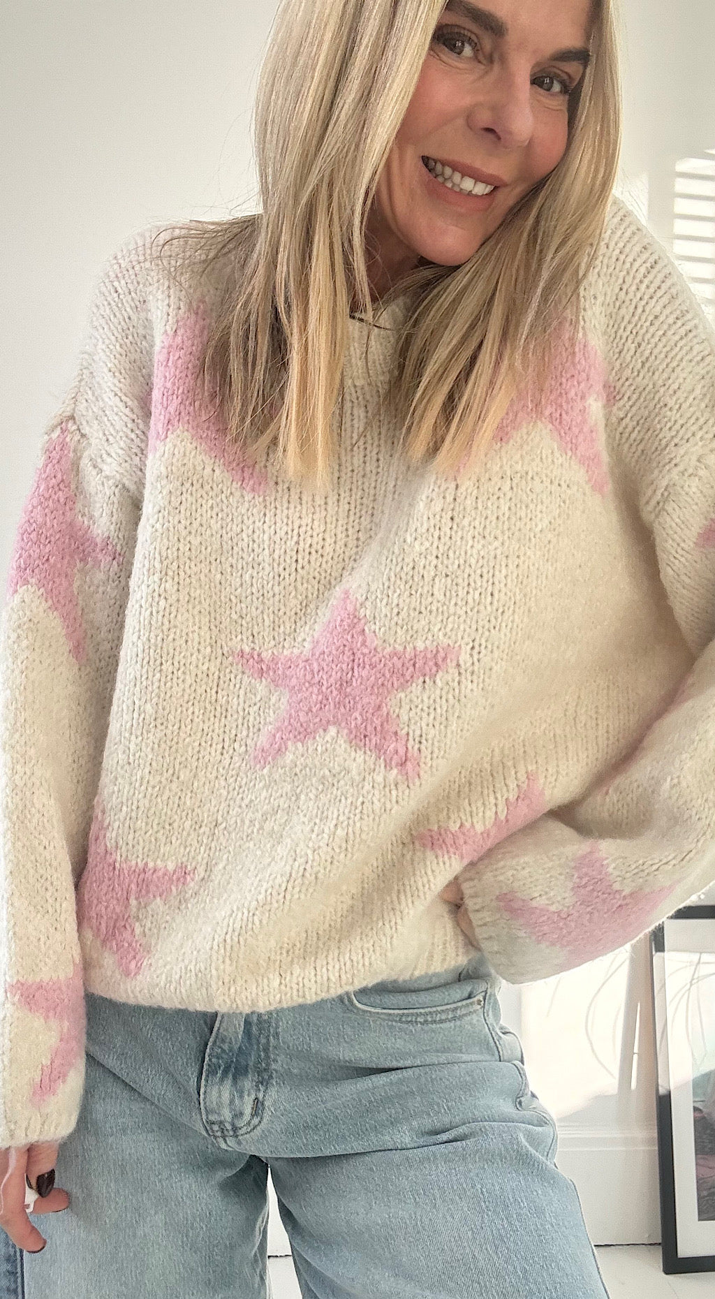Star knit cream