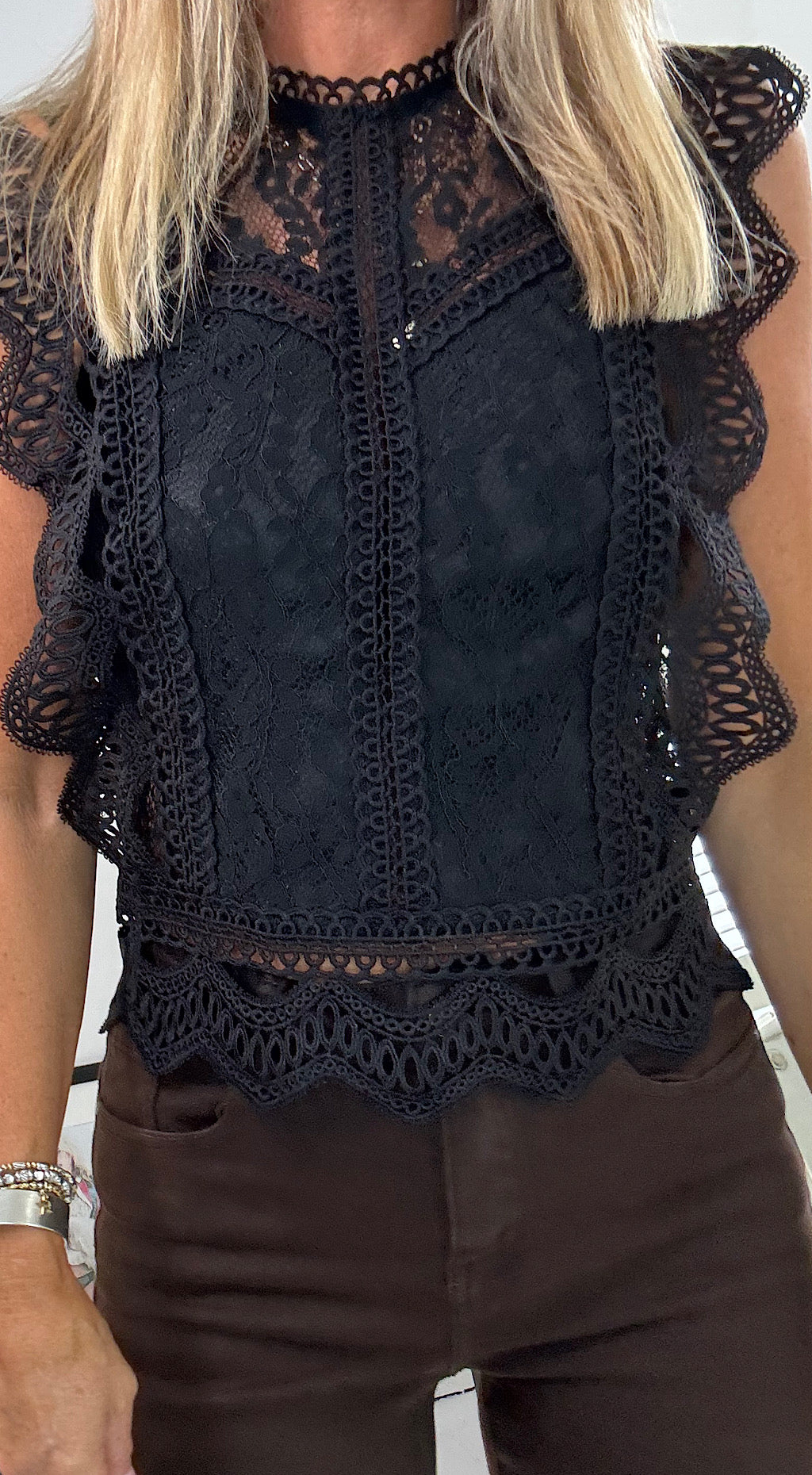 French lace top black