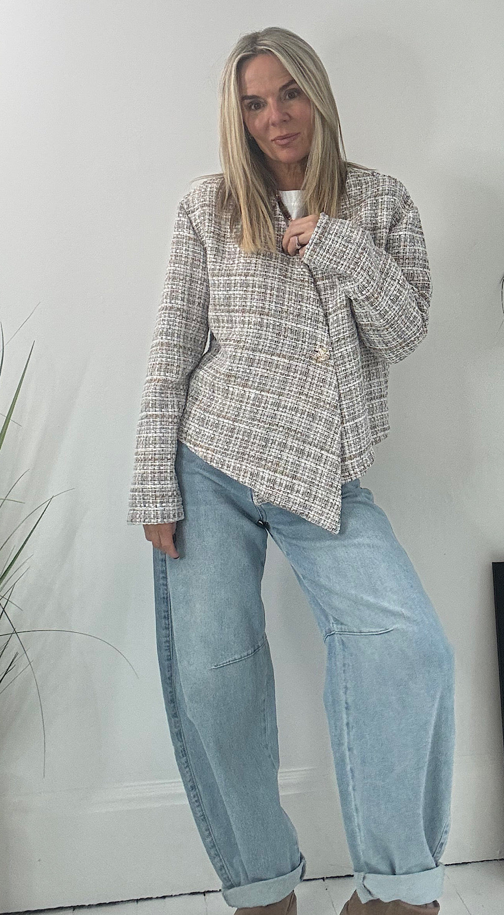 Asymmetric Tweed Jacket