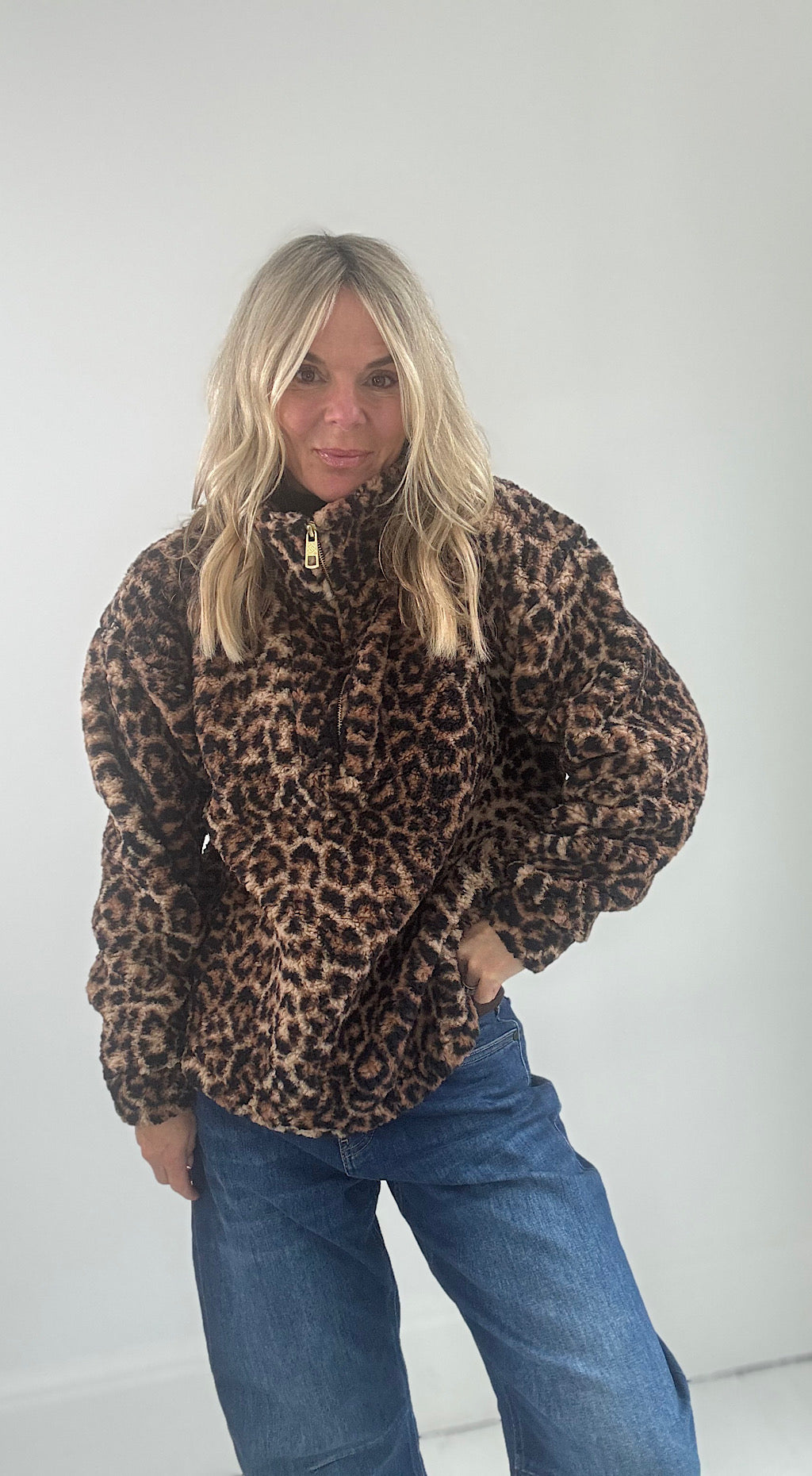Leopard Half Zip Fleece