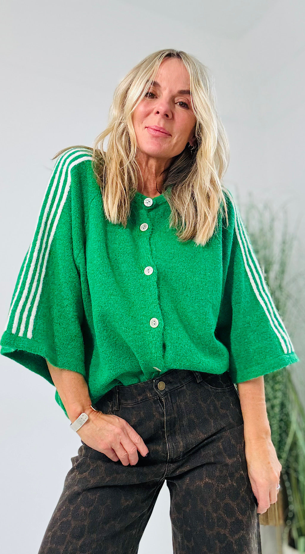 Retro Sporty Cardigan - green