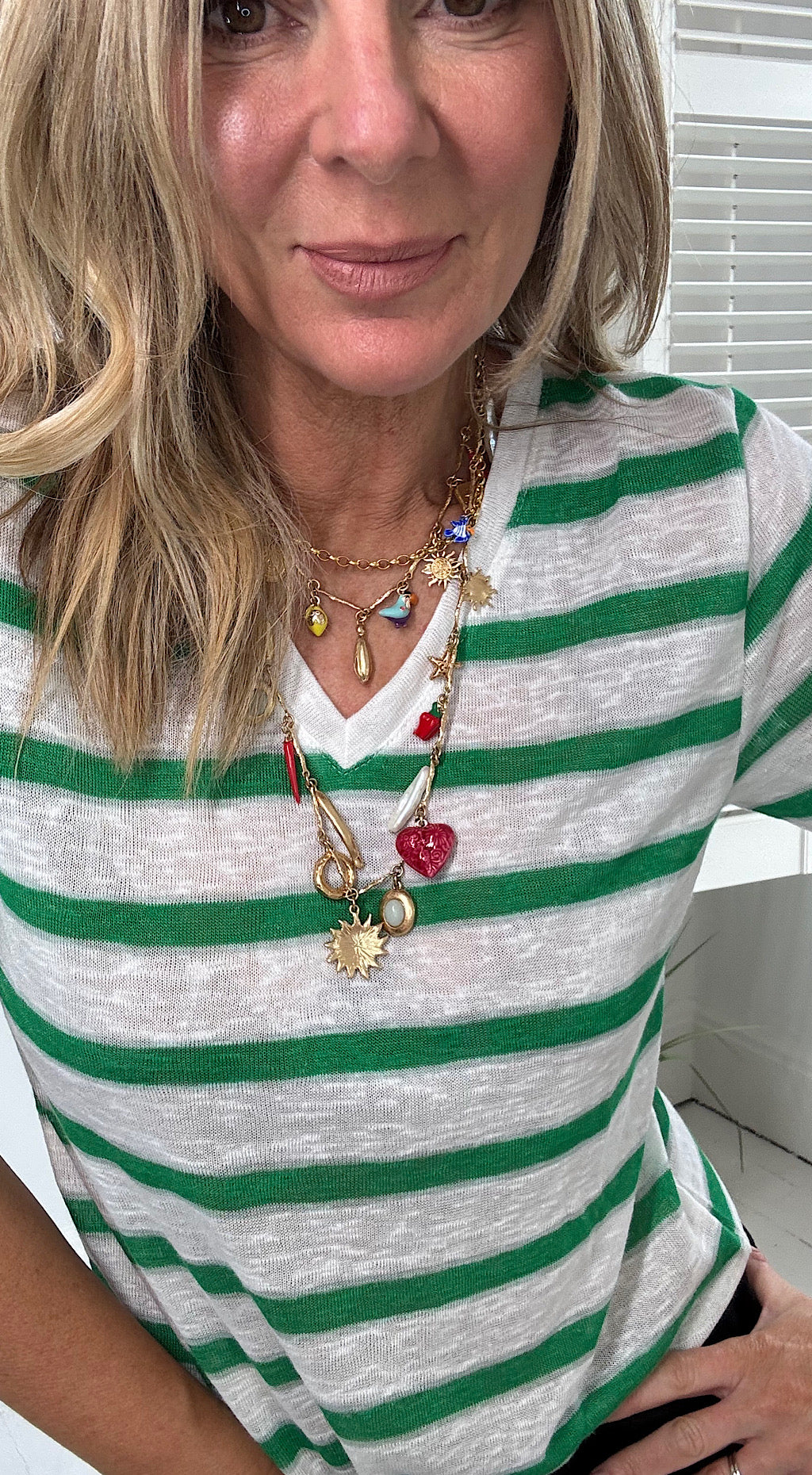 Sakia Striped Tee - green mix