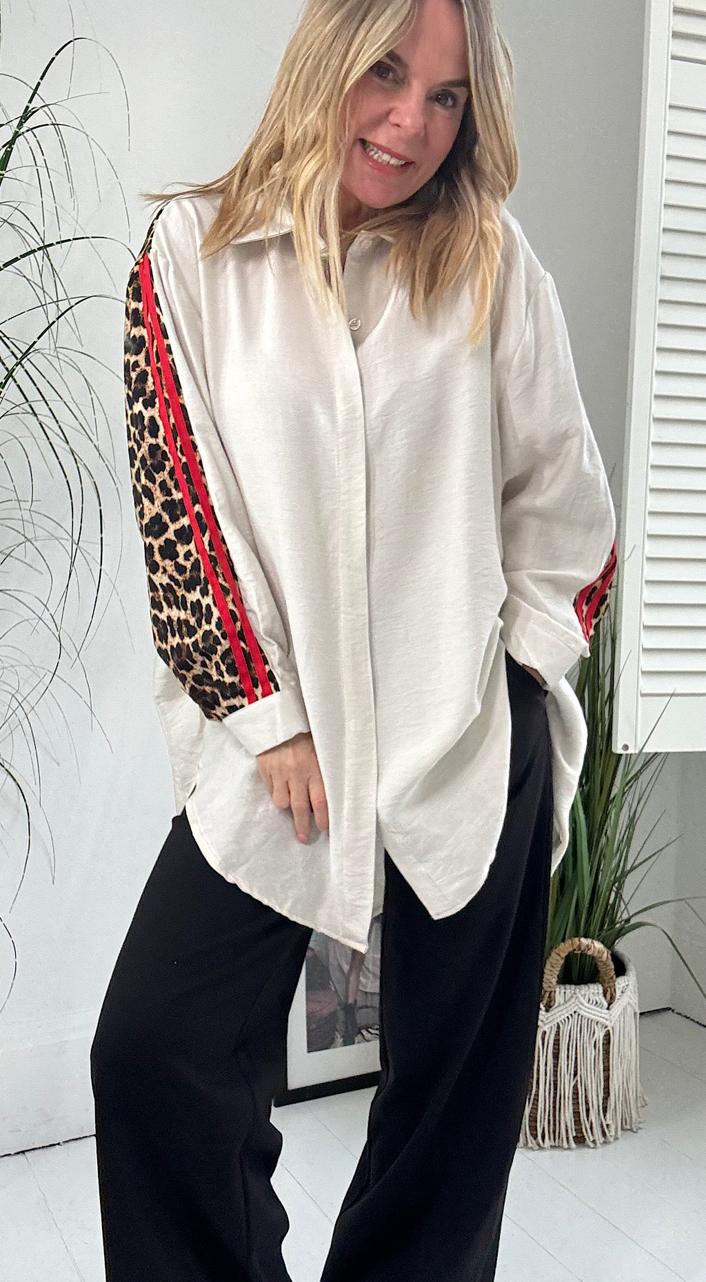 Oversized Leopard Stripe Shirt