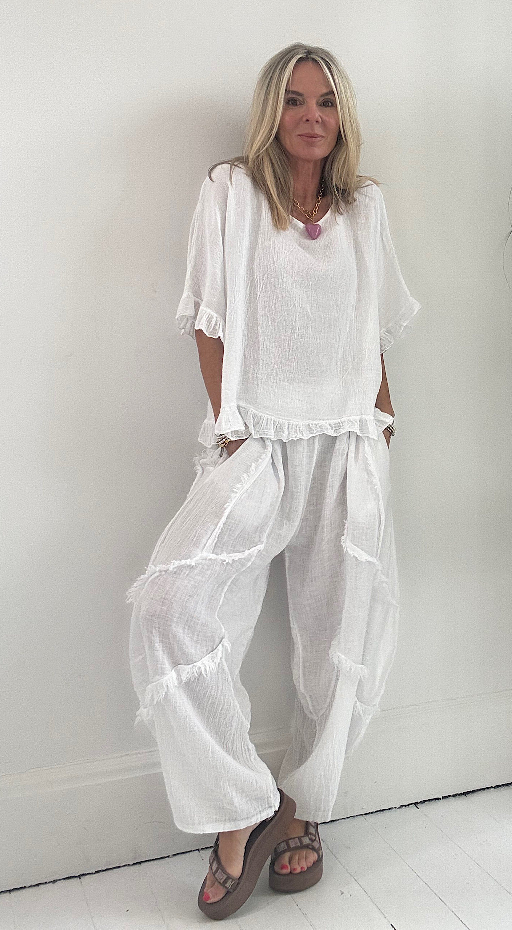 Tea bag linen top white