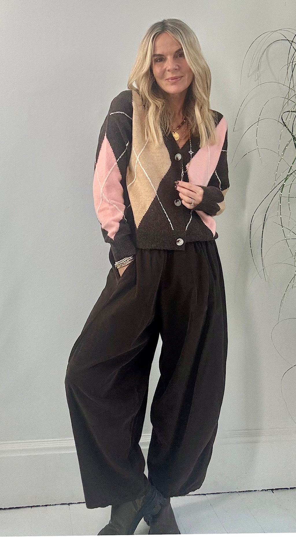 Argyle v-neck Cardigan