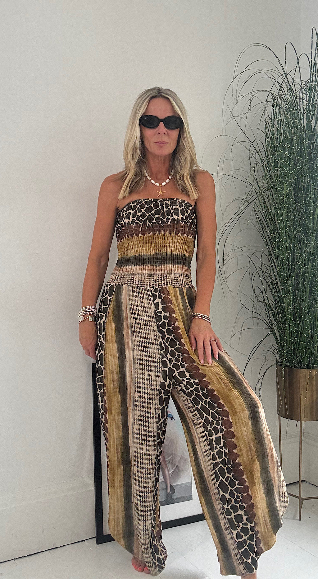 Tribal Print Hareem Jumpsuit - earth tones