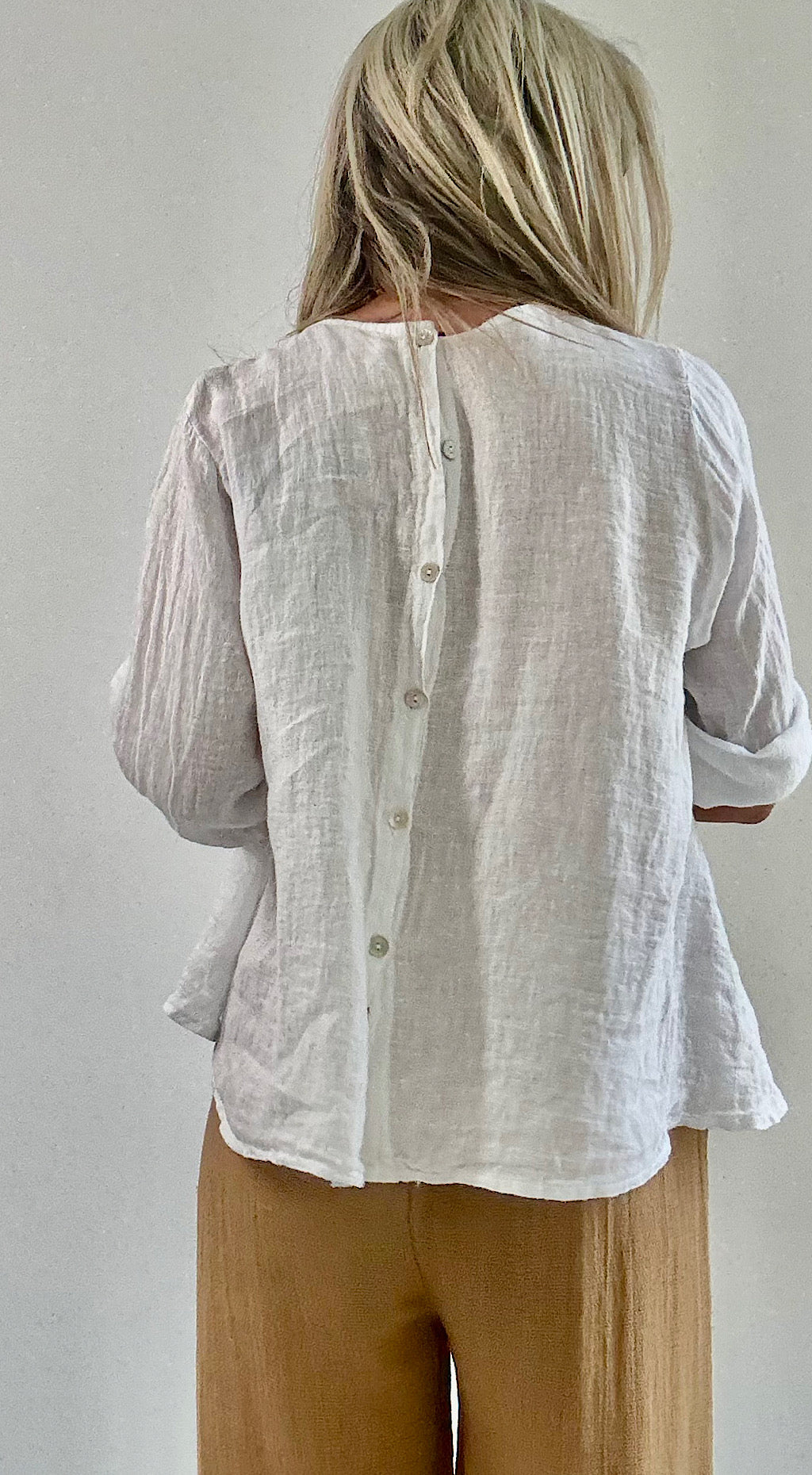 Linen short sleeve top white