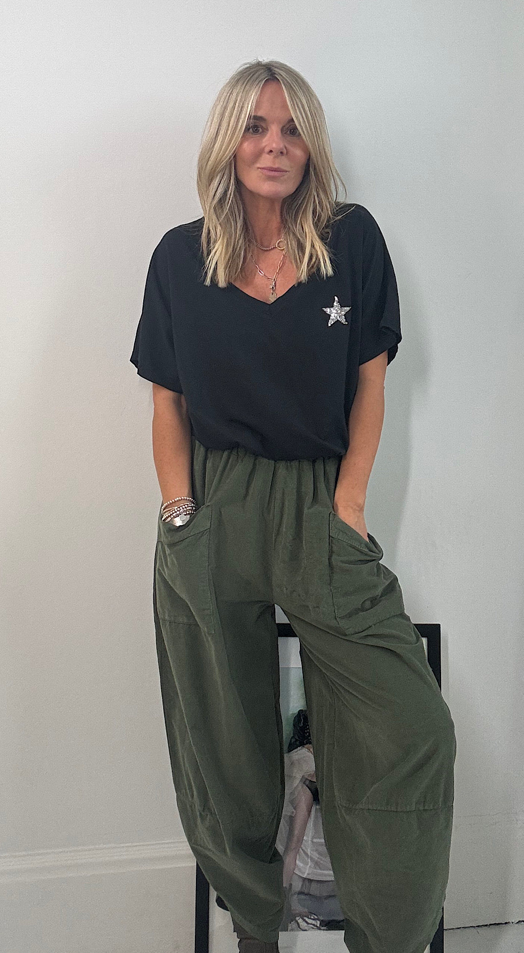 Pocket Cocoon pant cord khaki