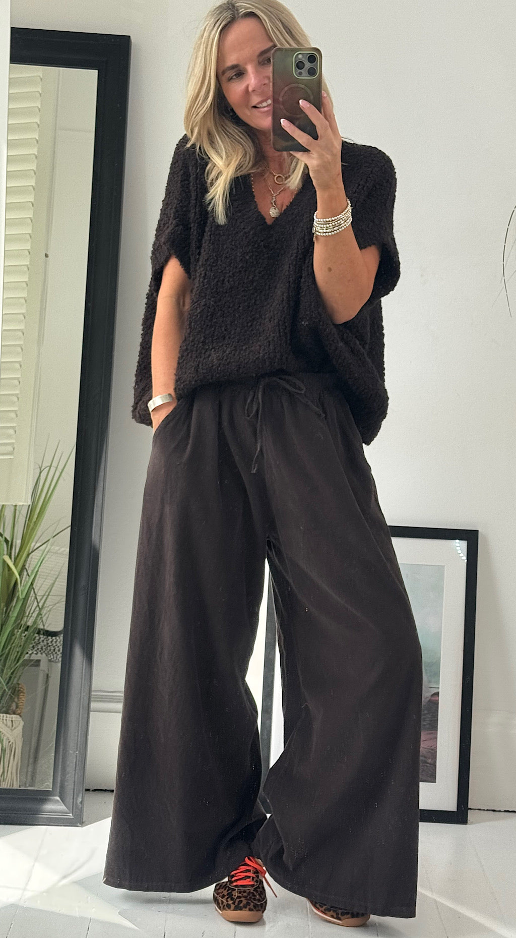 Needle Cord Flared Pant - Chocolate