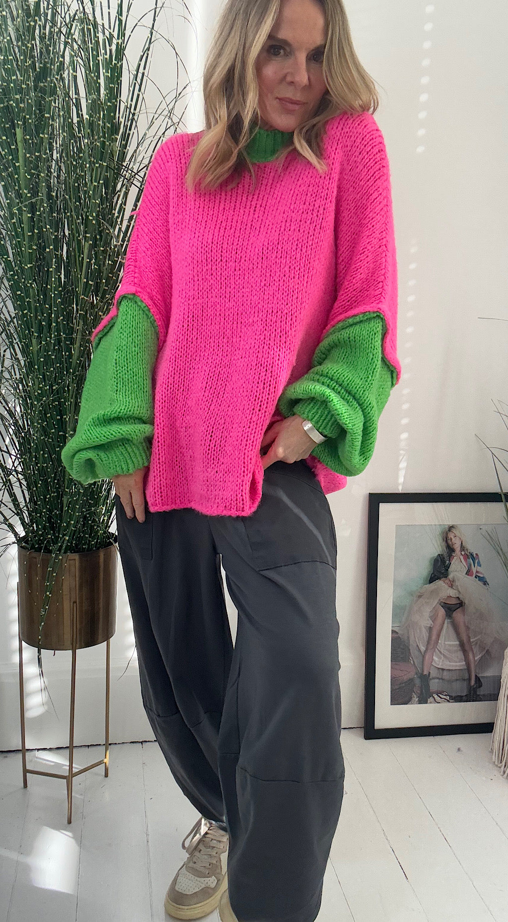 Colour Block Knit - pink/green