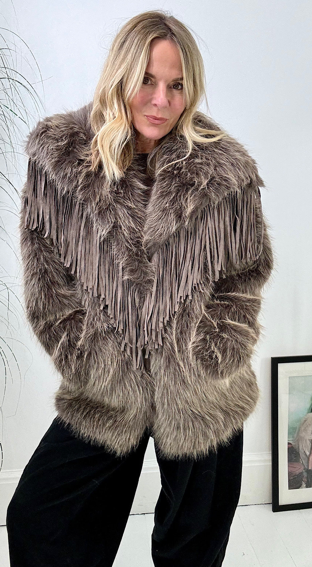 Tassel Faux Fur Jacket