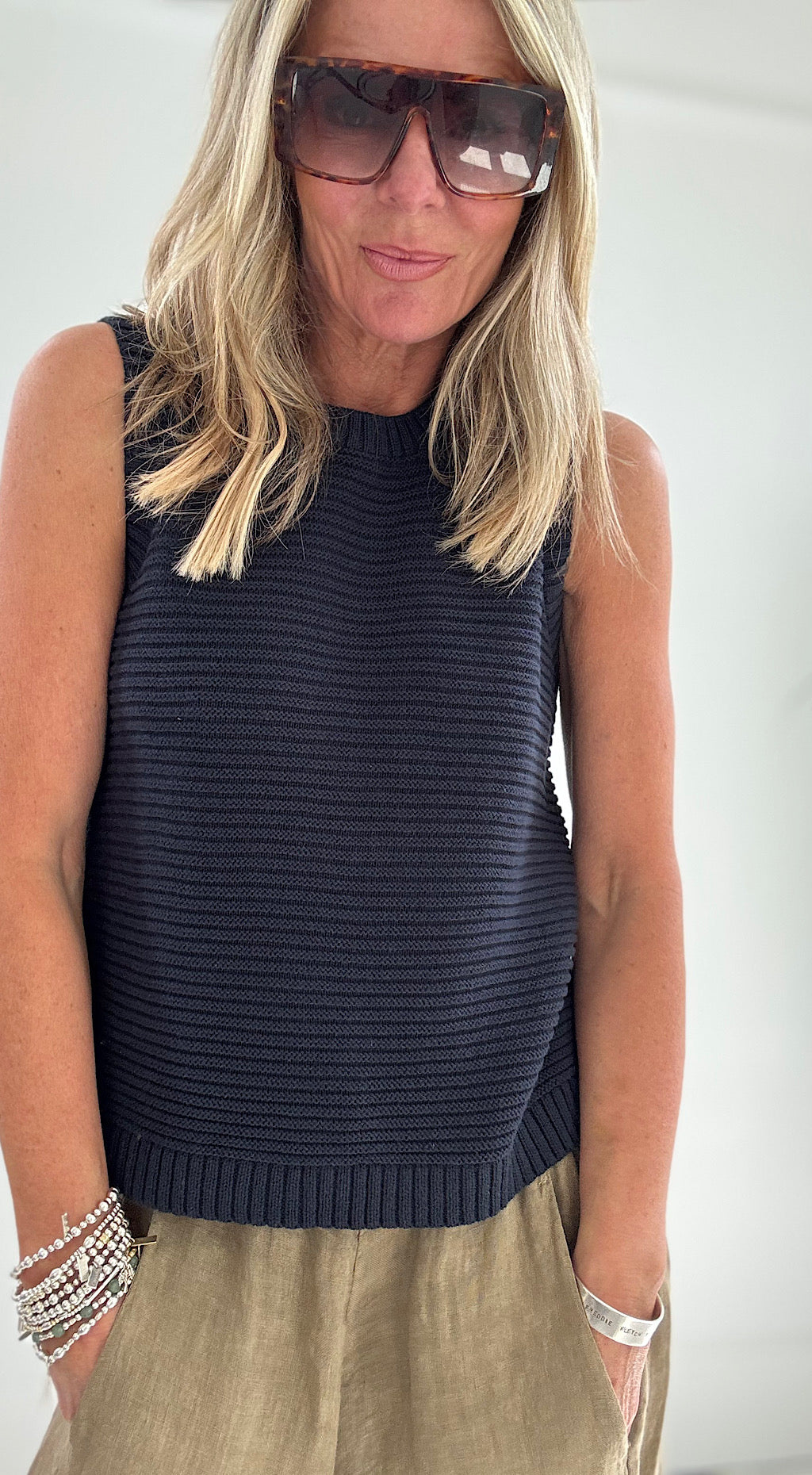 Navy knitted vest