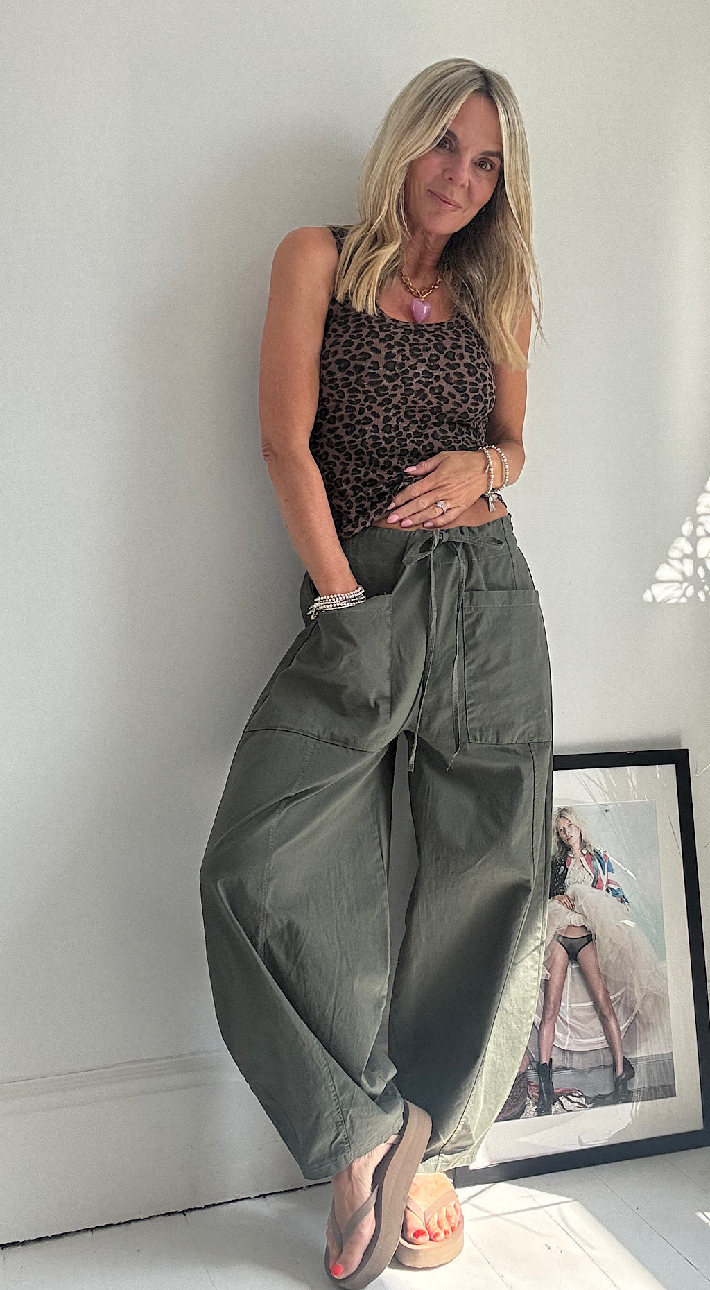 Cotton Barrel Pant - khaki