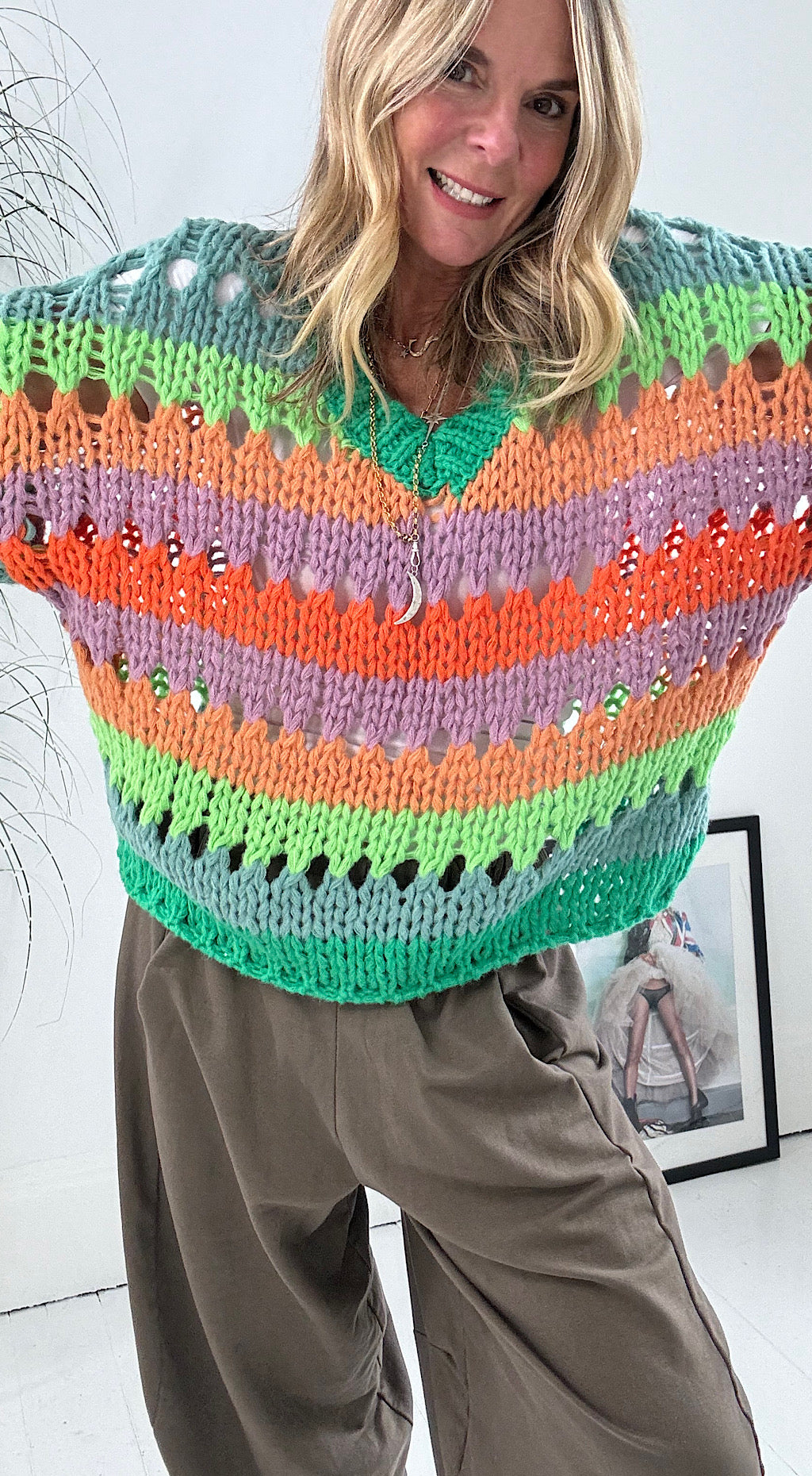 Multi-colour Fisherman Knit