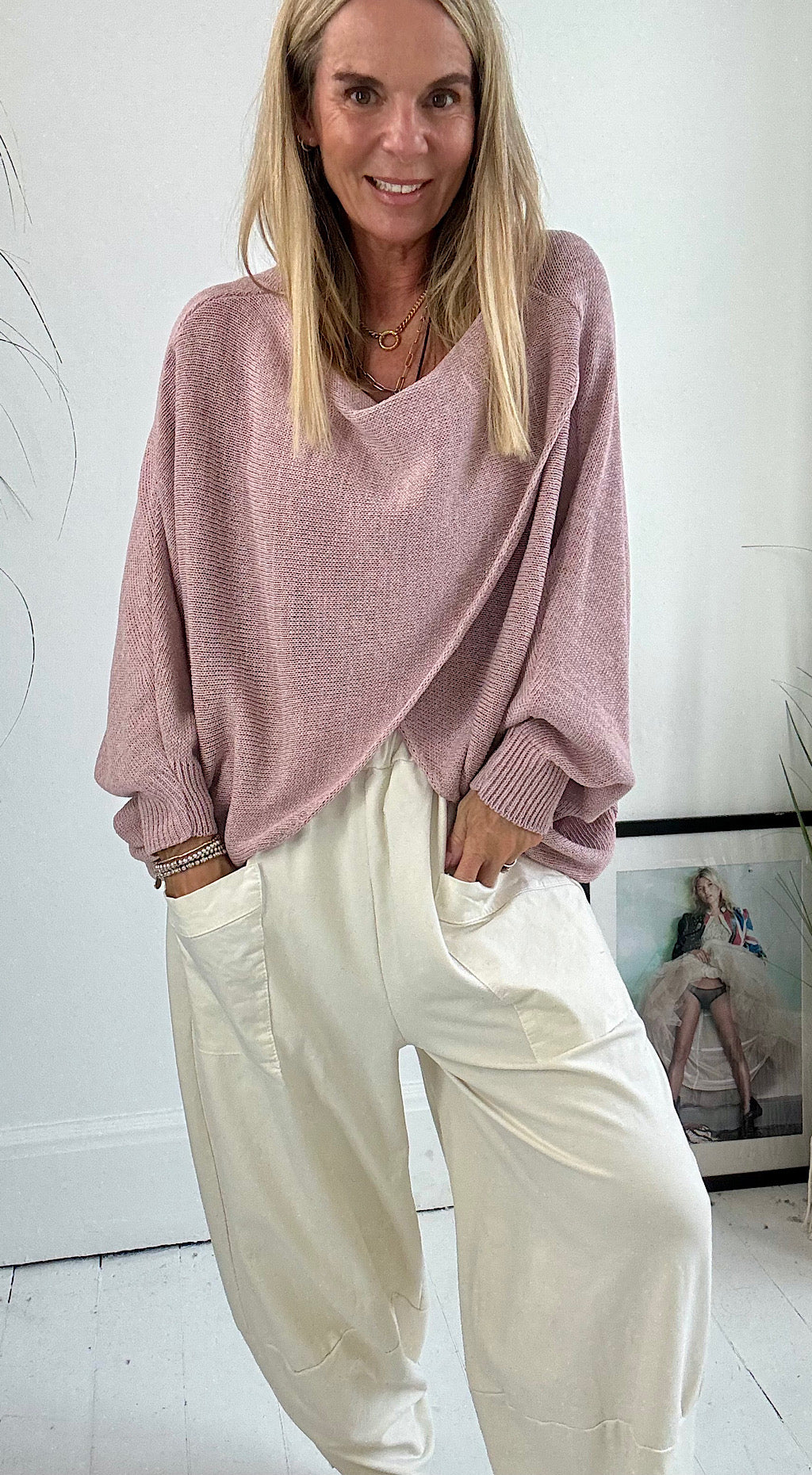Crossover Knit Dusty Pink
