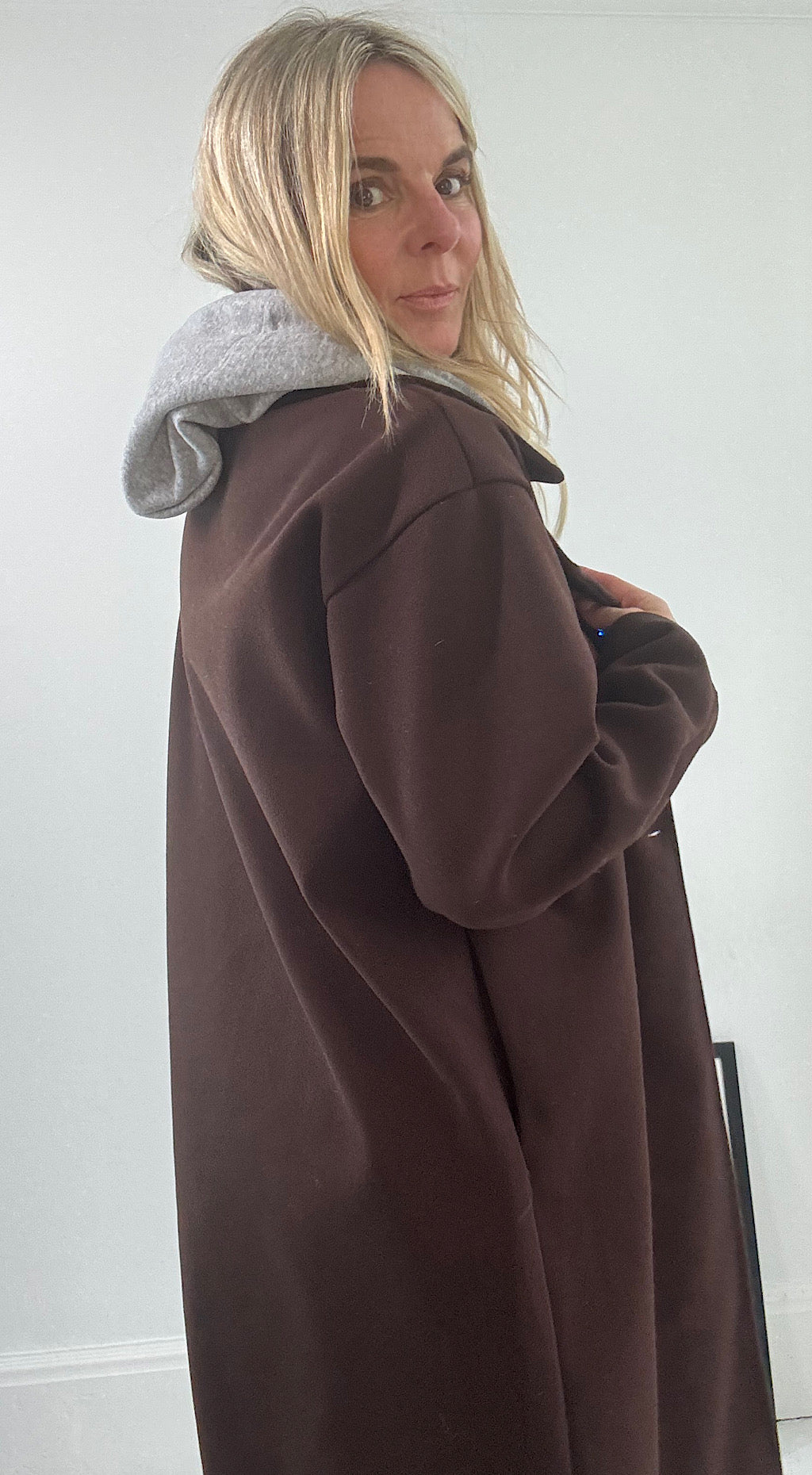 Hooded Duster Coat - Chocolate