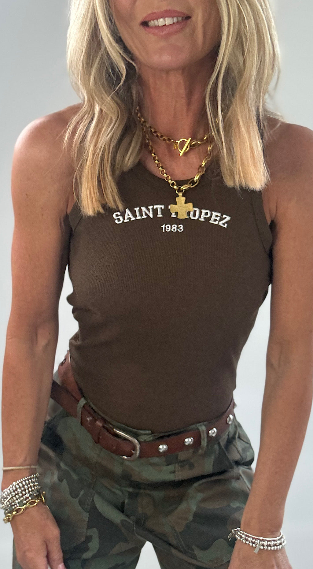 St Tropez vest brown