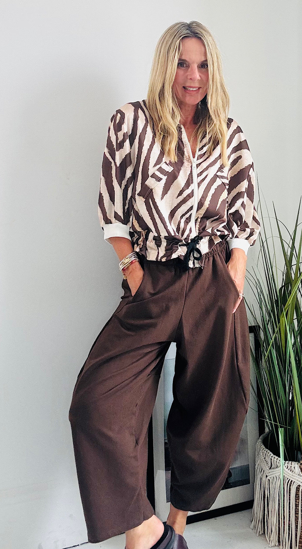Animal Bomber Style Jacket - brown