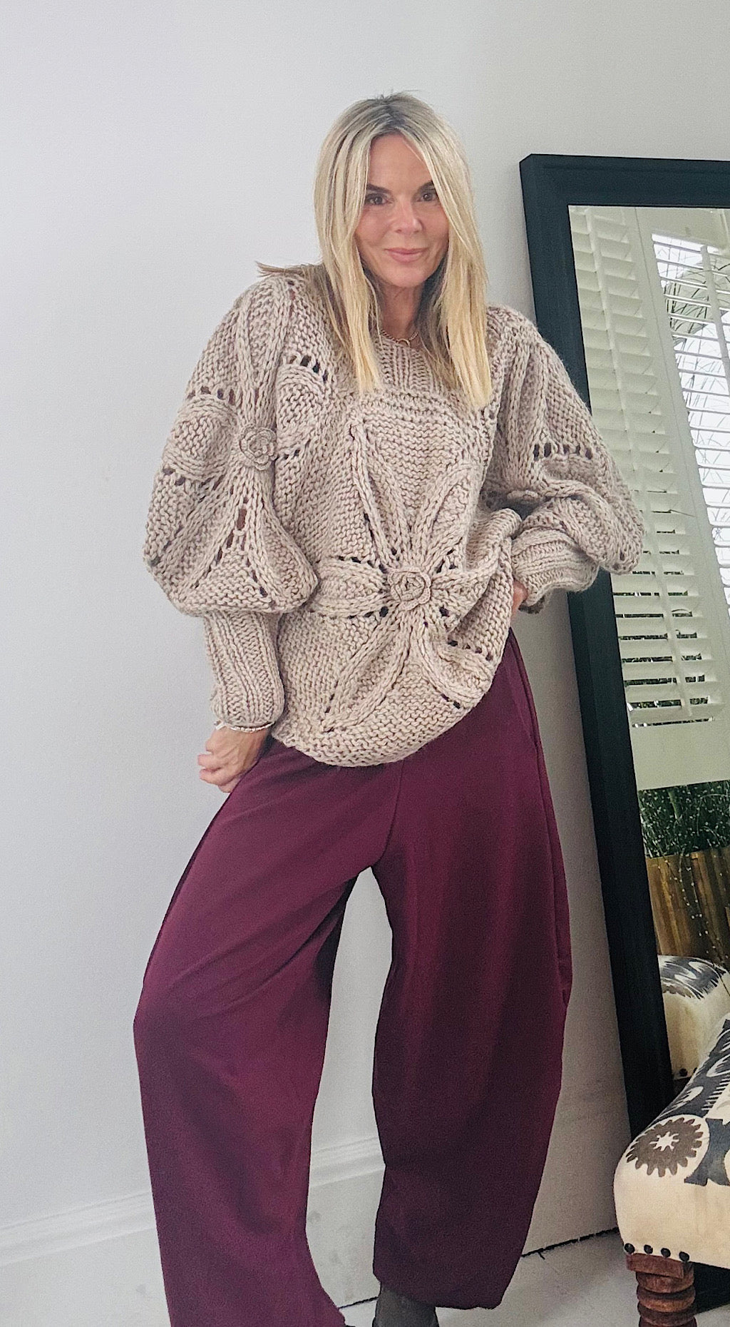 Handmade knit mocha