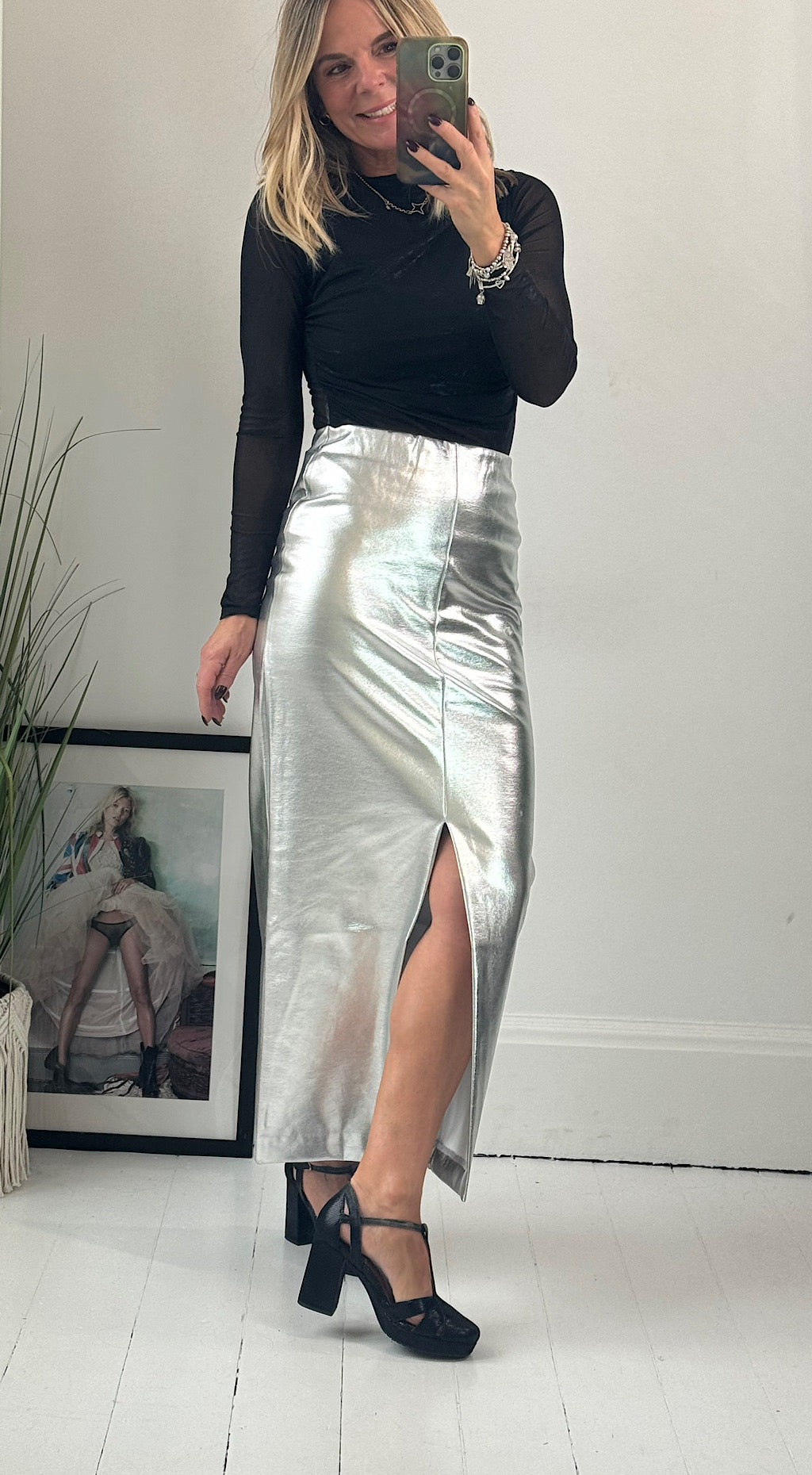 Kate Silver Metallic Skirt