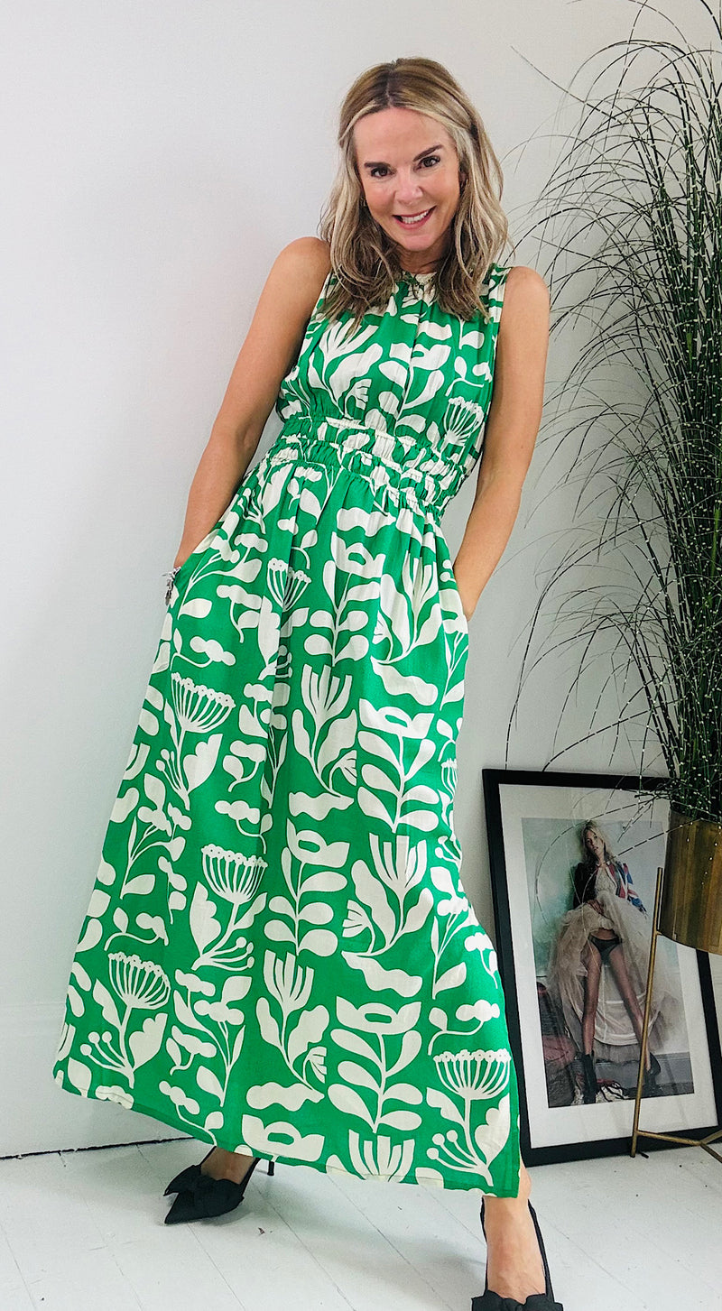 Green floral dress