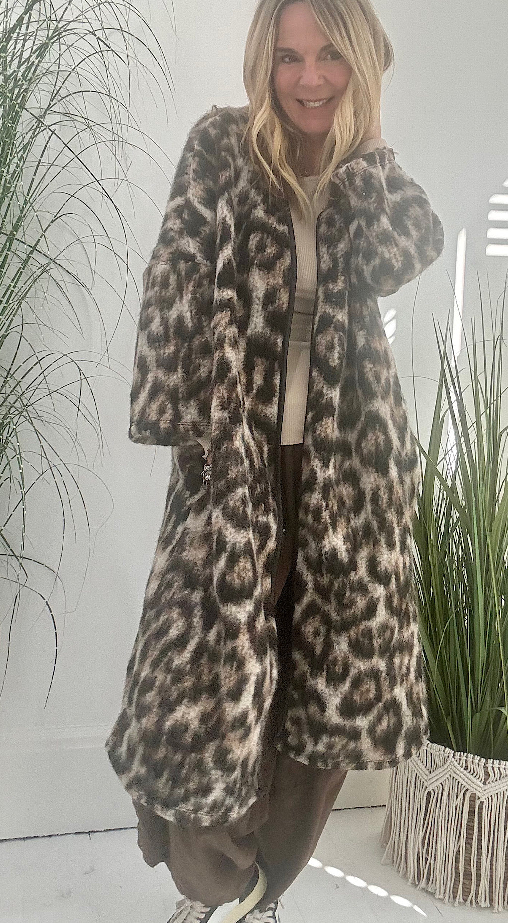 Leopard throw over jacket