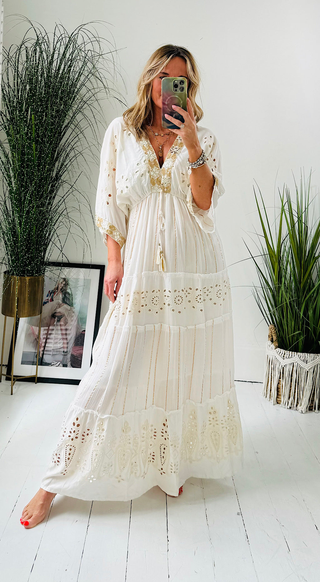 Embroidered Gold Maxi