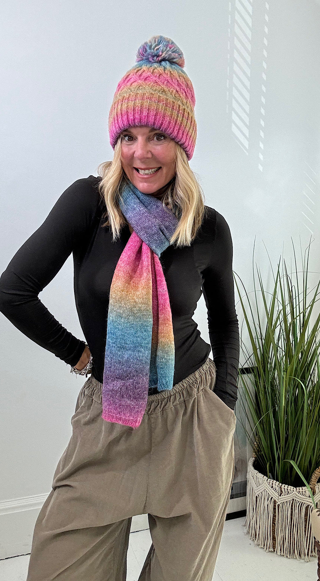 Hat & Scarf Set - multi colours