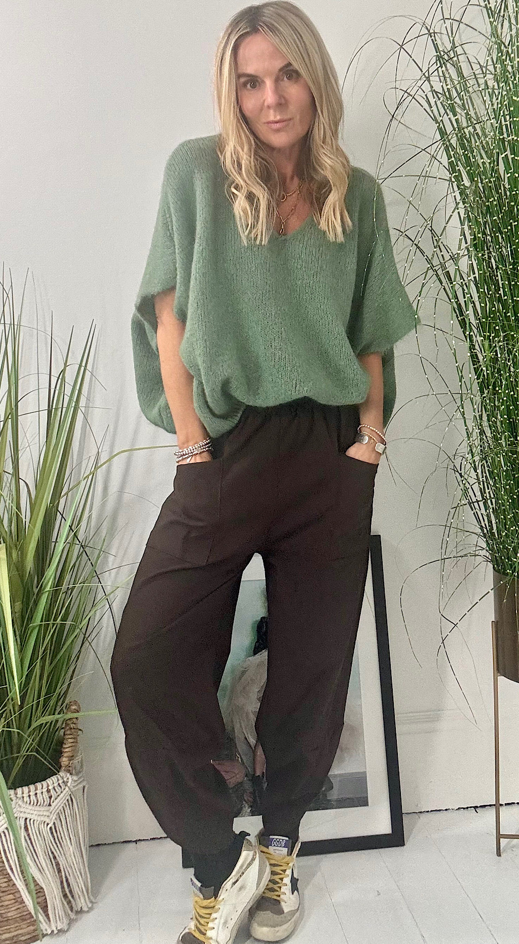 Soft short sleeve knit green