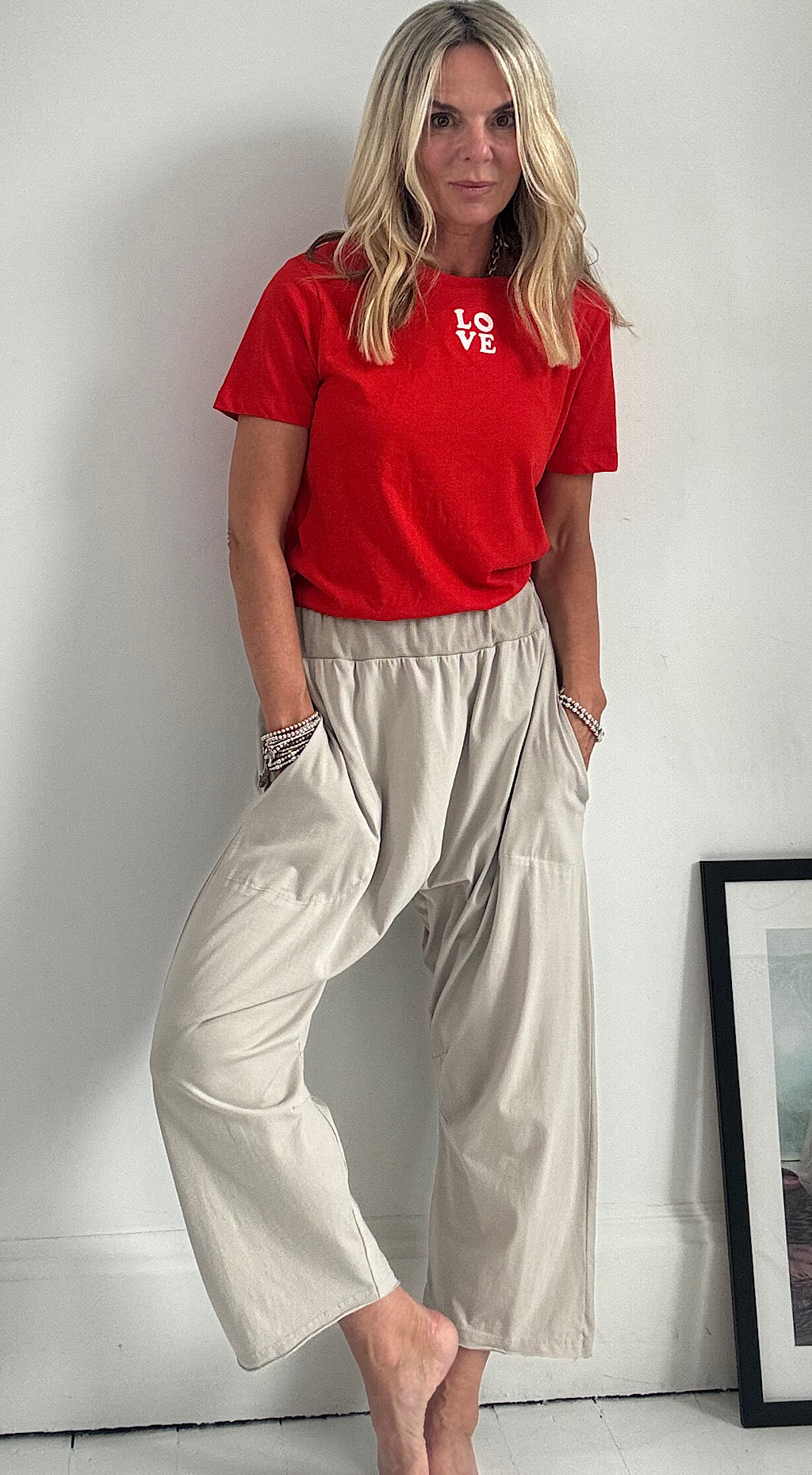 Free Spirit Cropped Pant - stone
