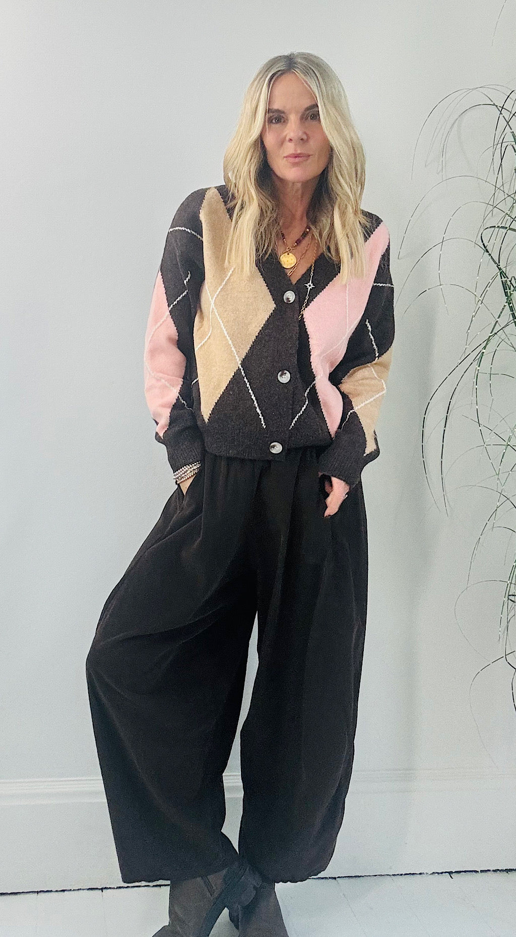 Argyle v-neck Cardigan