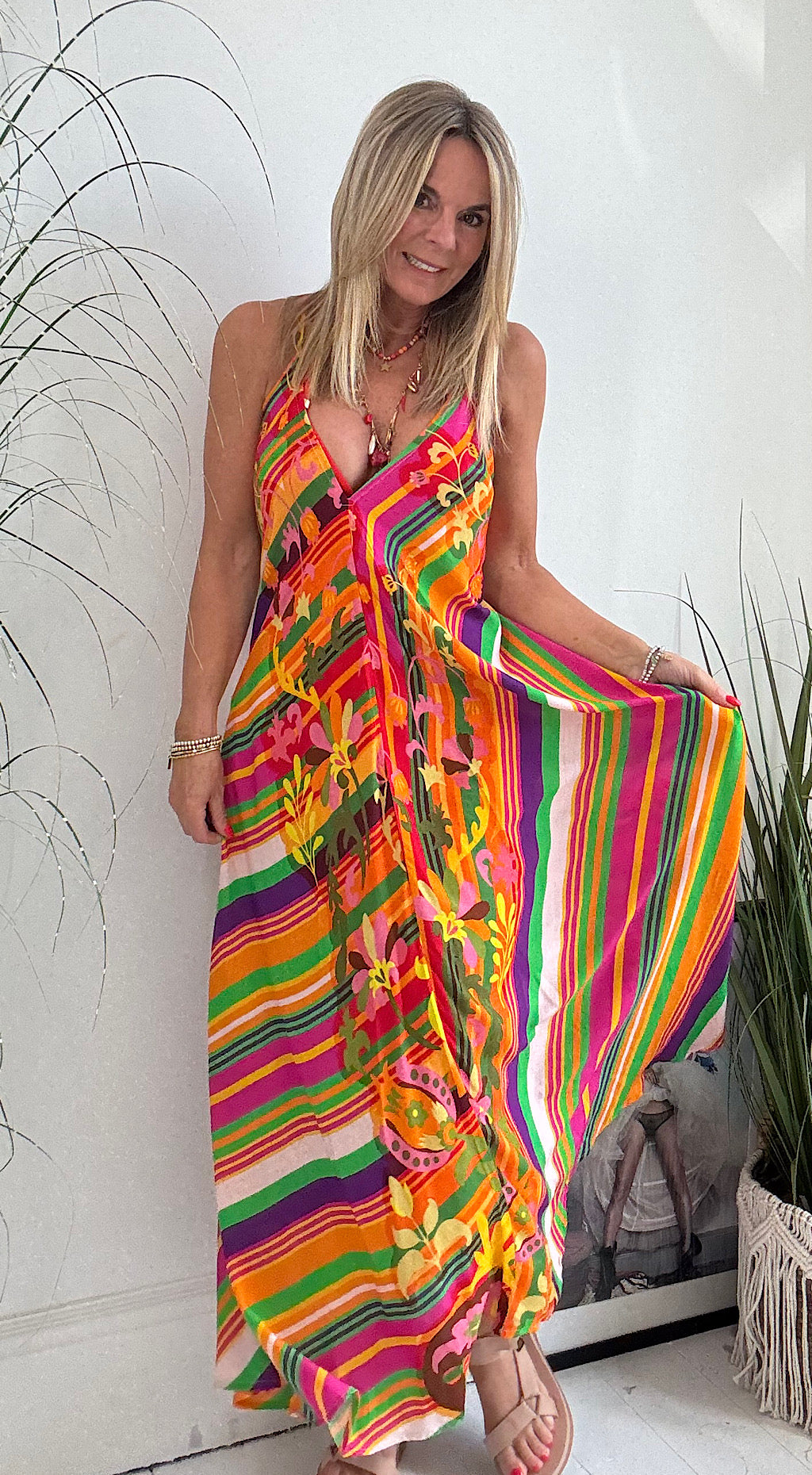 Soan Beach Dress - Woodstock Print