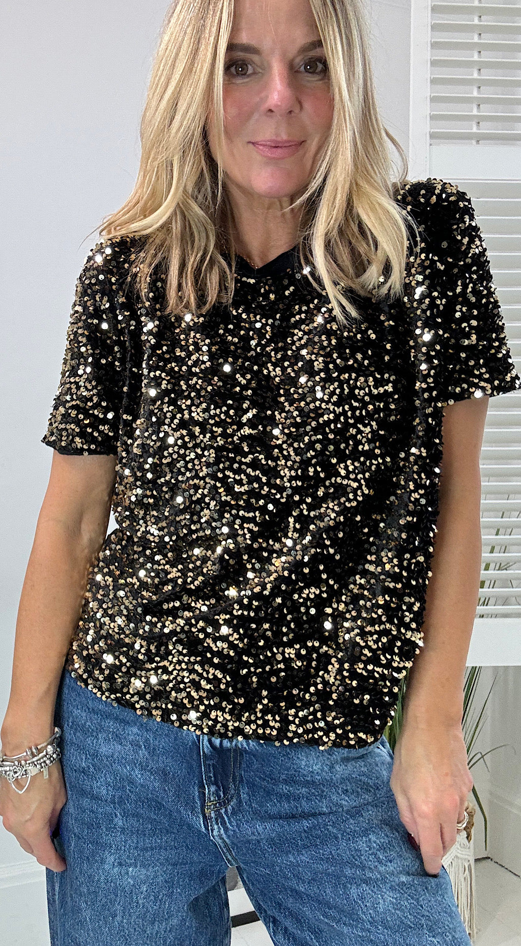 sequin tee gold