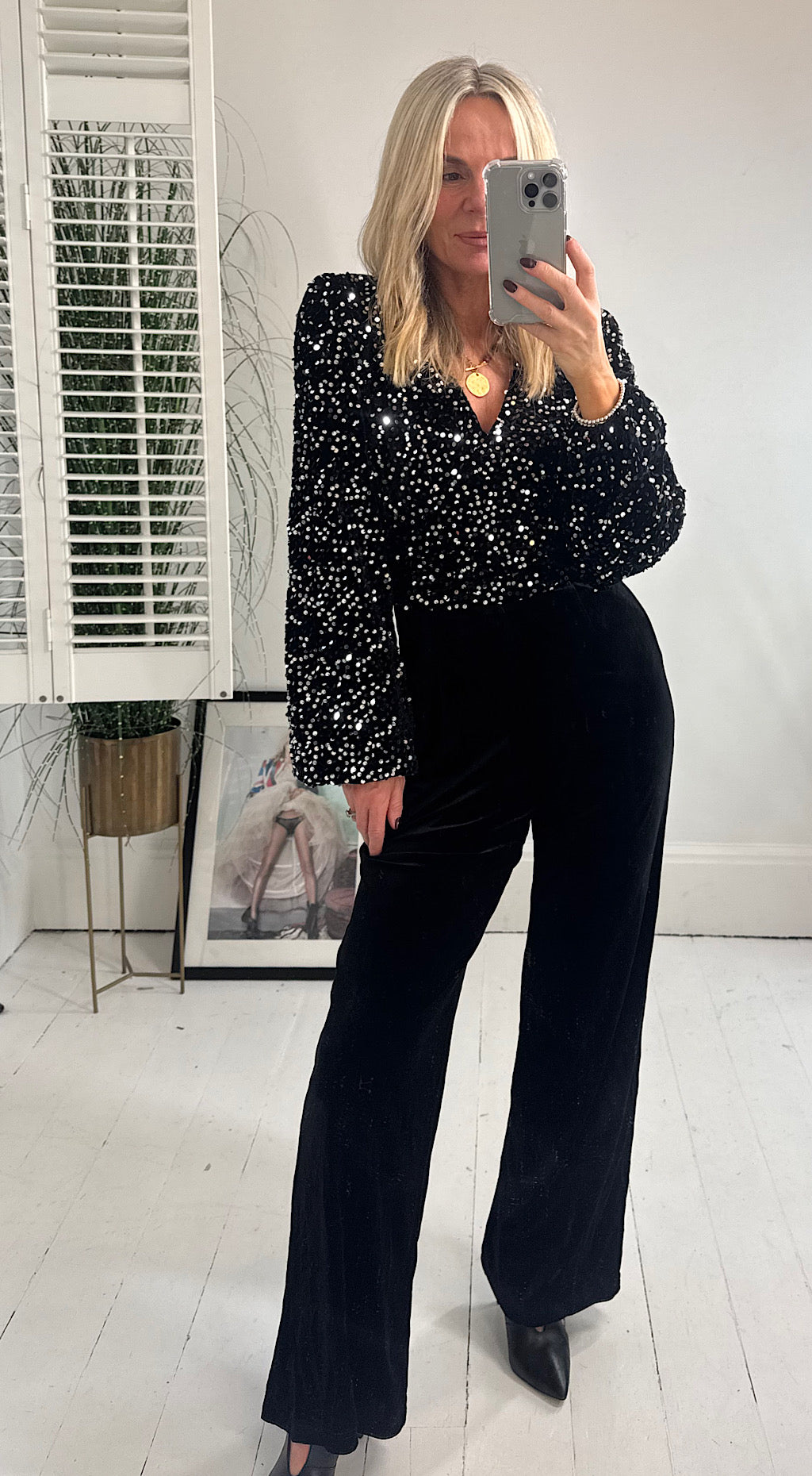 Sequin Velet Jumpsuit