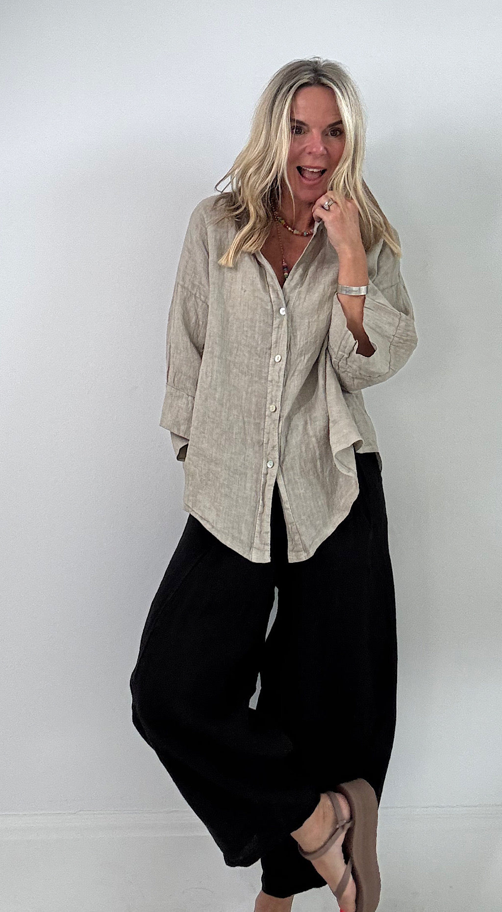 Linen shirt mocha