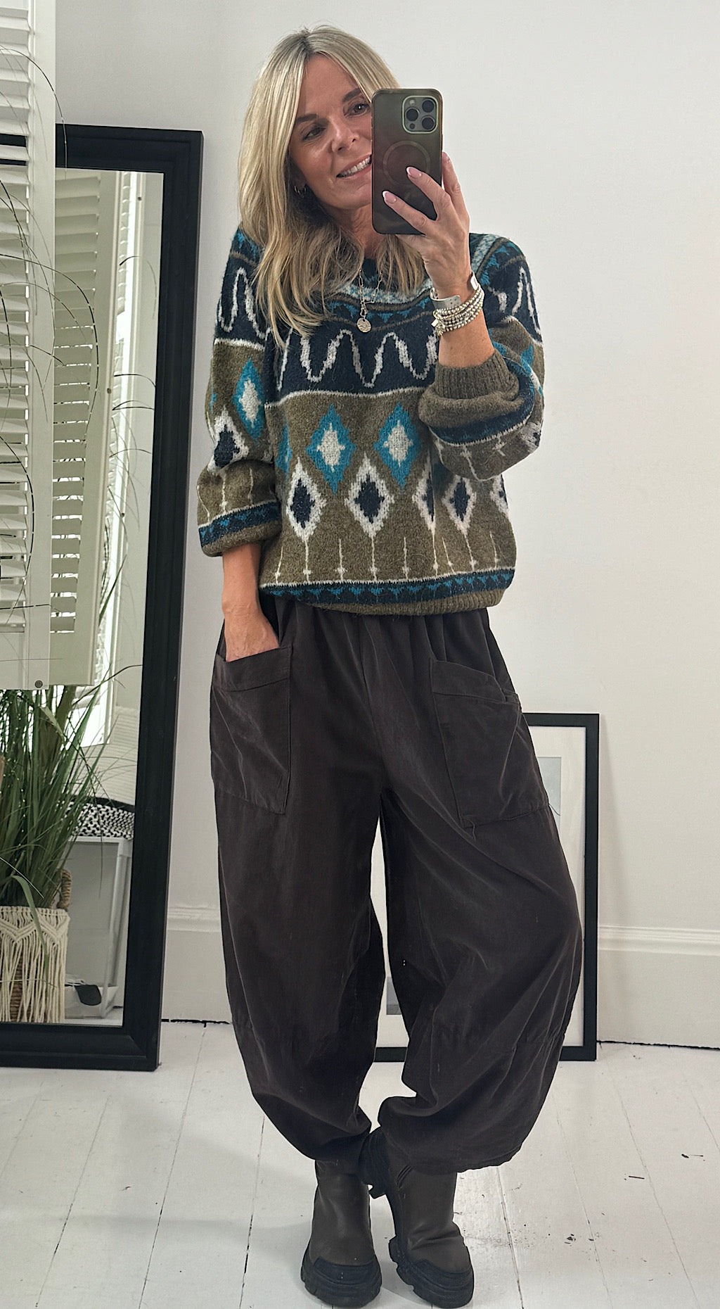 Pocket cocoon pant brown