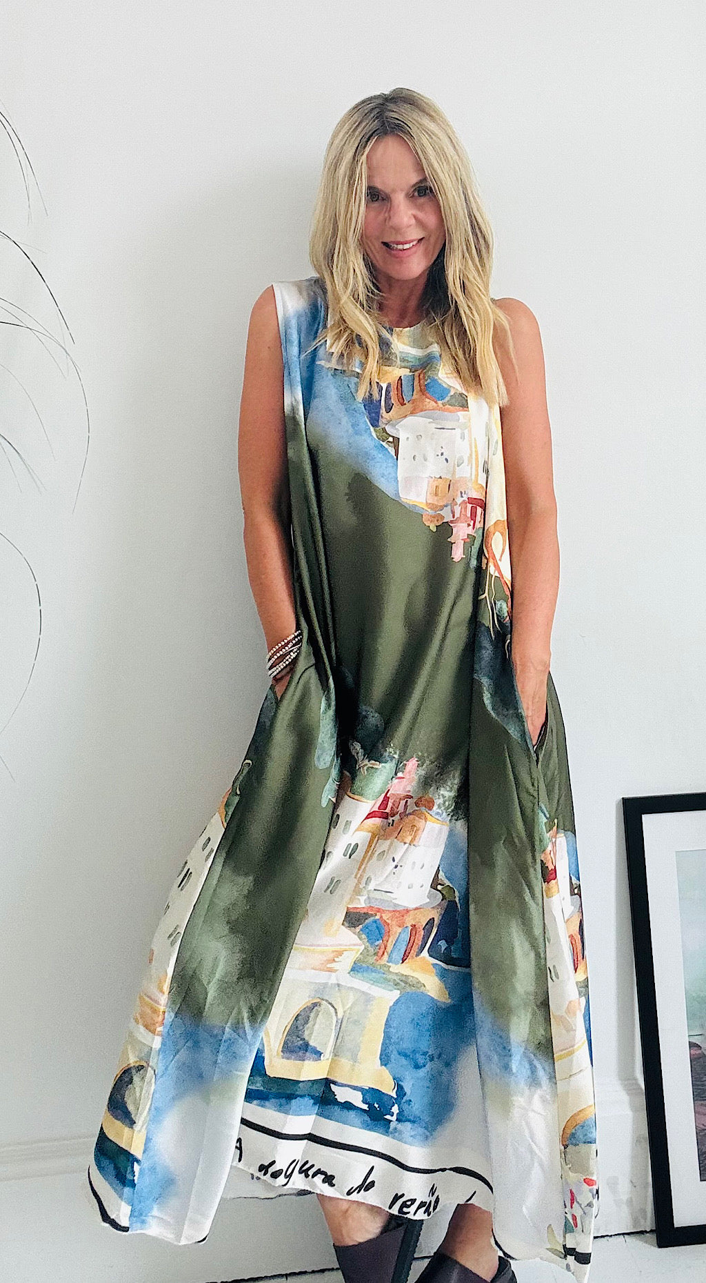 Italian  print pocket dress