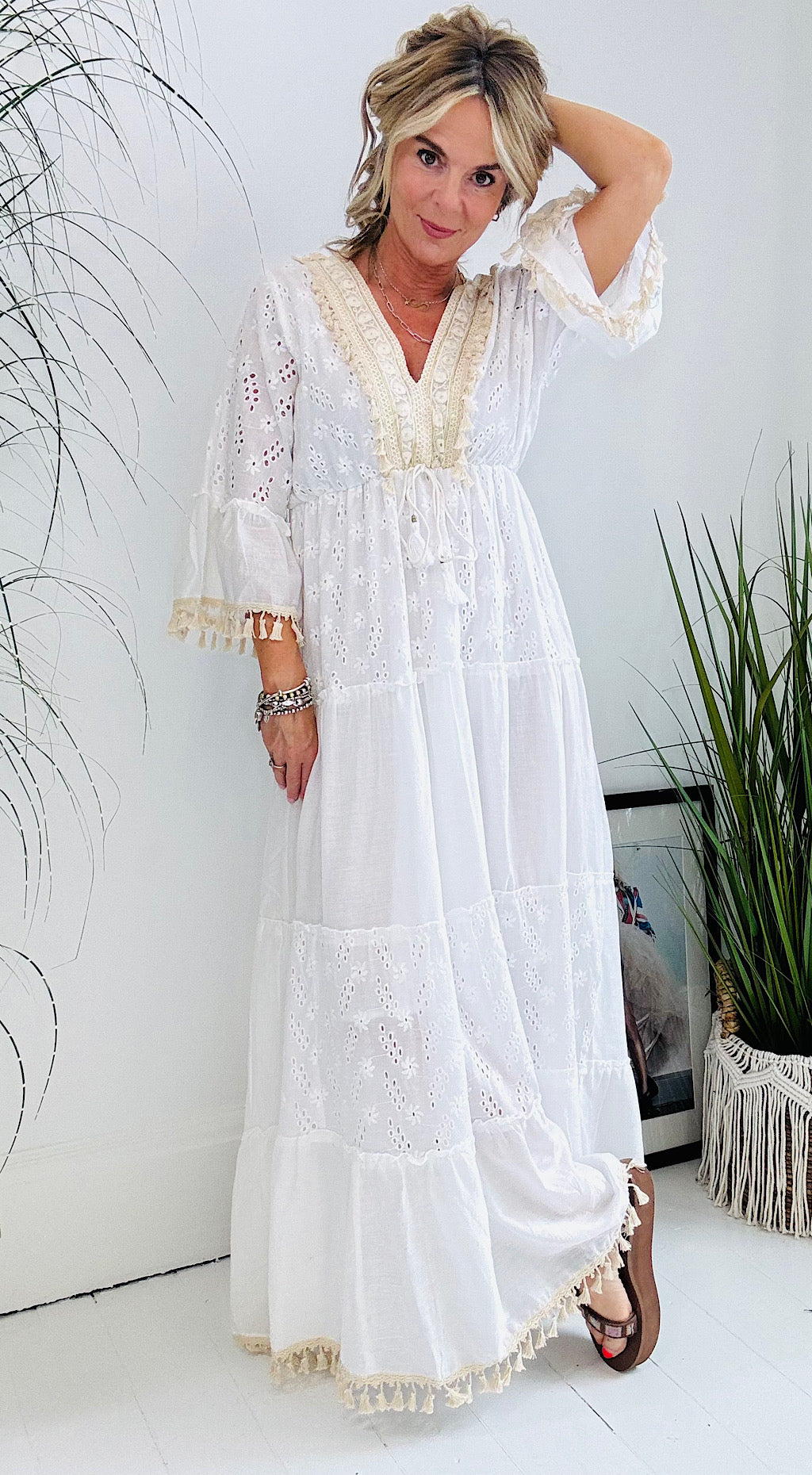 The white bo ho maxi dress