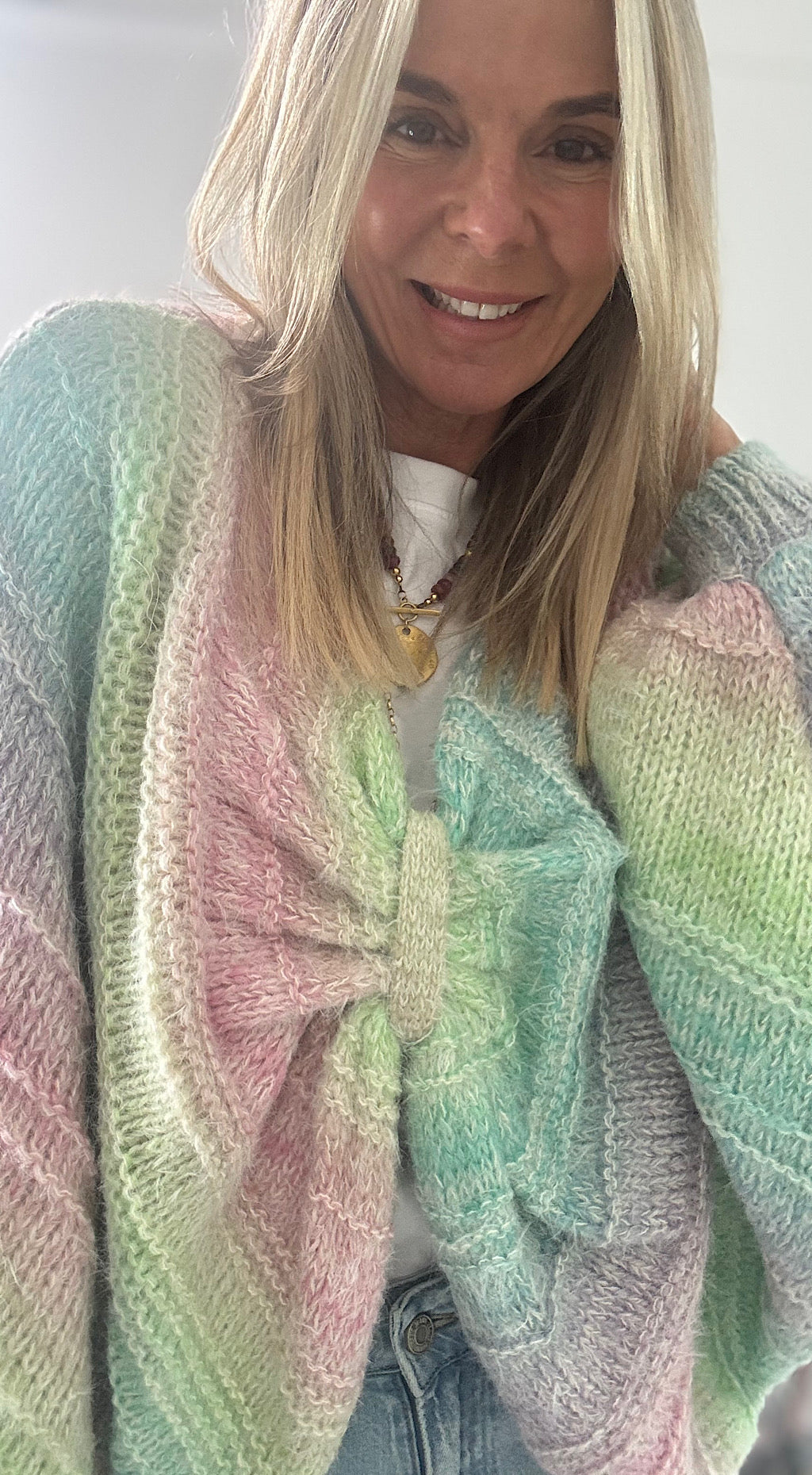 Twist Front Rainbow Knit