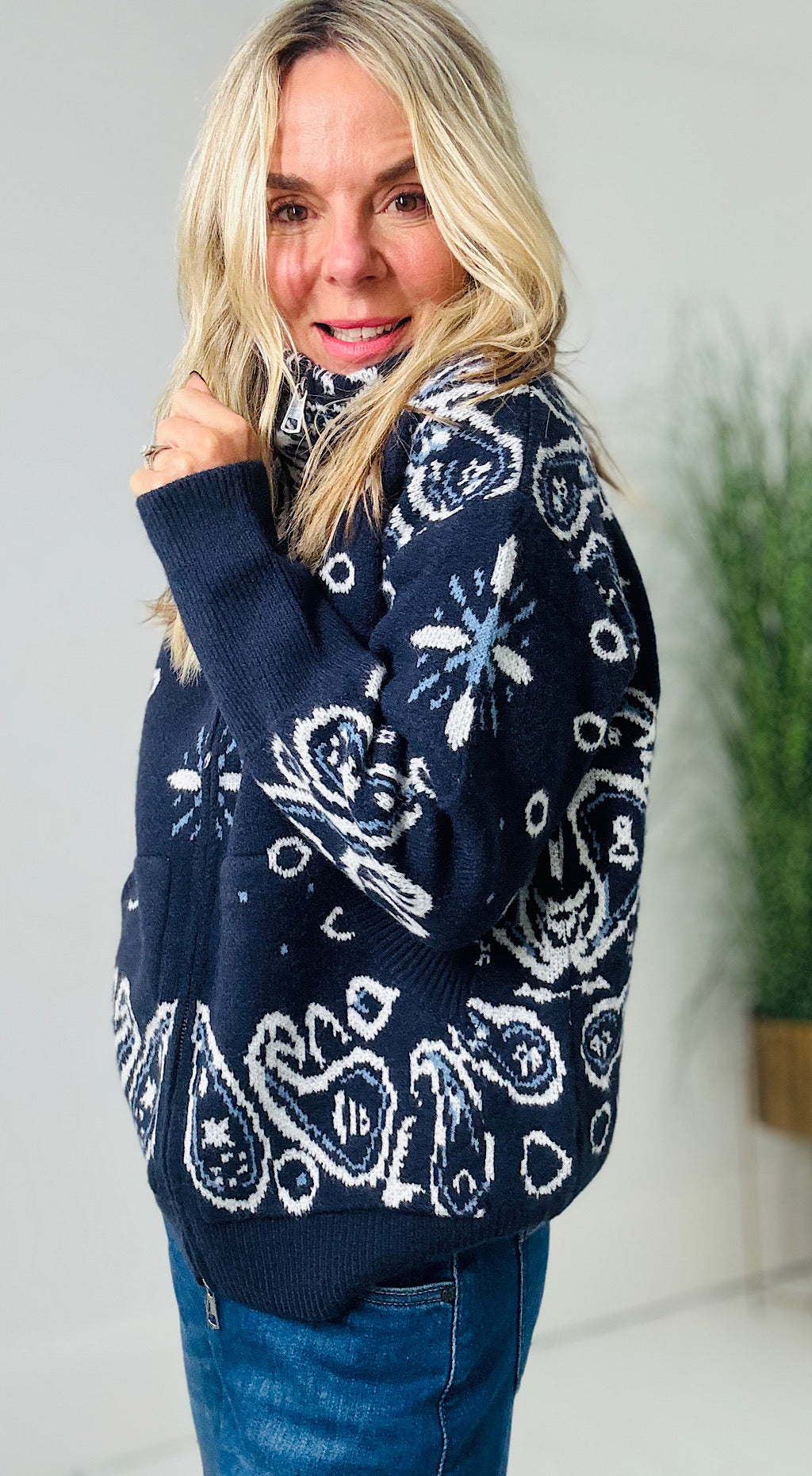 Hippy Zip Knit - navy