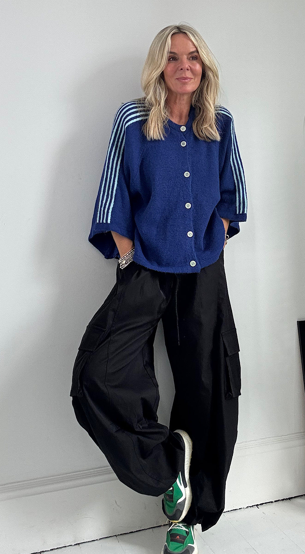 Retro Sporty Cardigan - cobalt blue