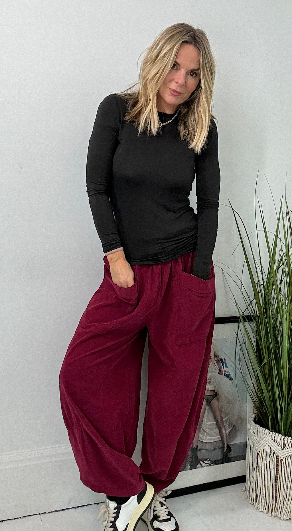 Cord Pocket Cocoon Pant - Wine