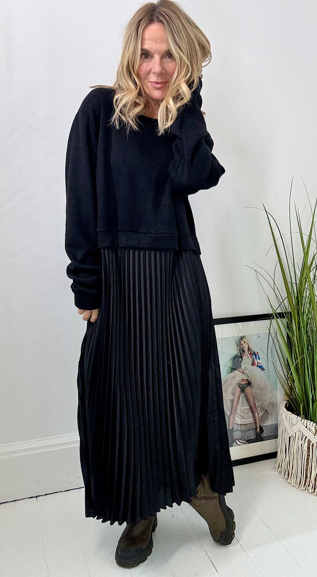 Pleated jumper dress