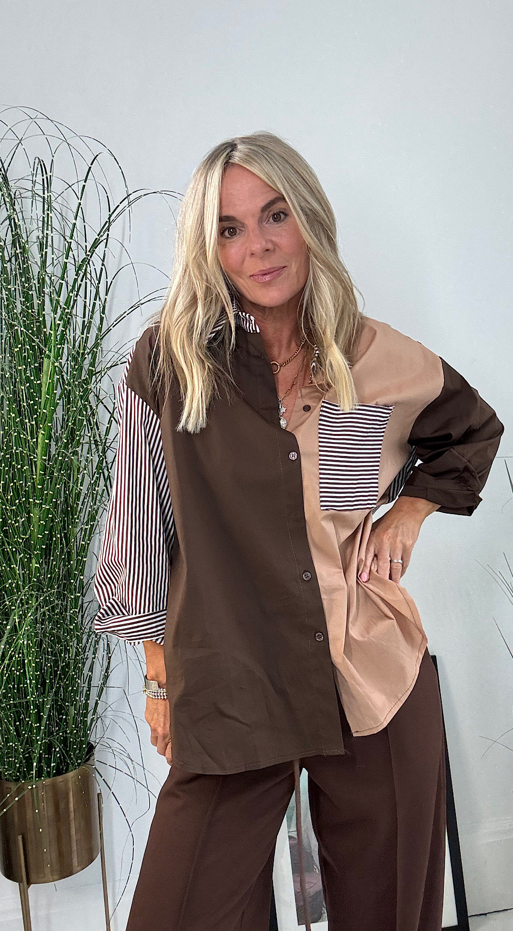 Block Colour/Striped Shirt