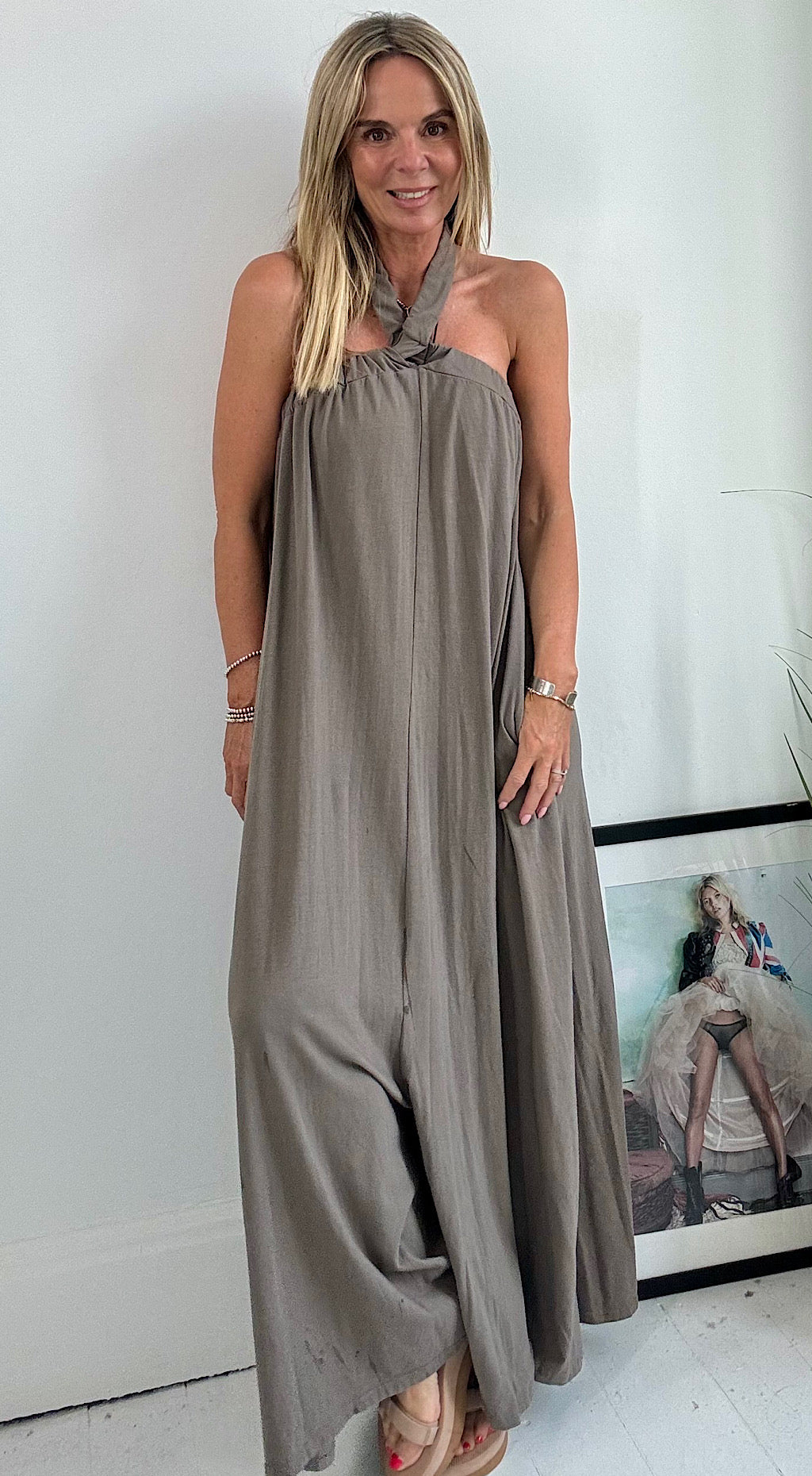 Halter Neck Jumpsuit Mocha