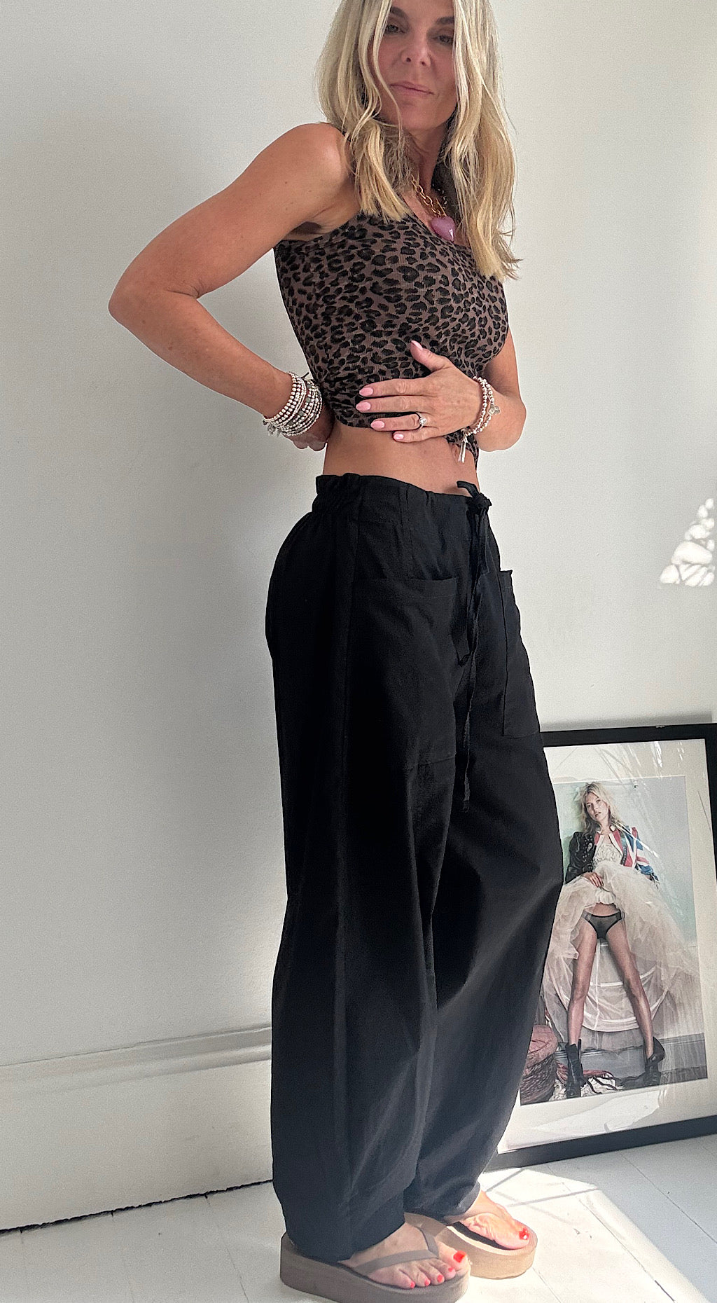 Cotton Barrel Pant - black