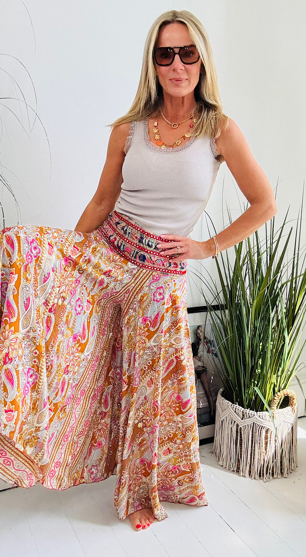 Indian palazzo pants orange / pink