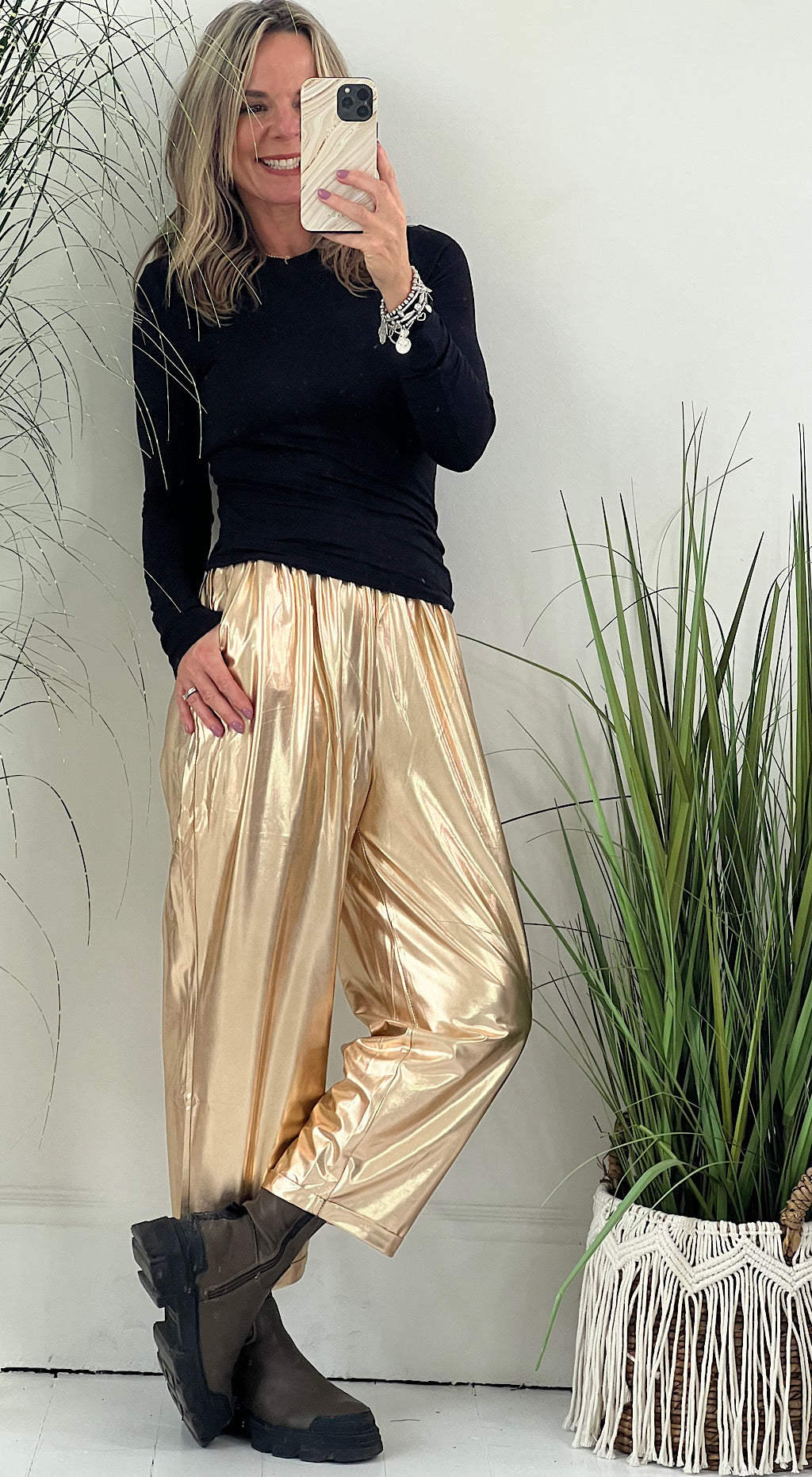 Gold Metallic Pants