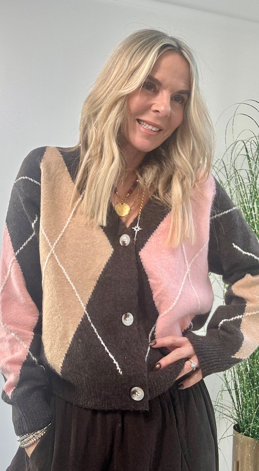 Argyle v-neck Cardigan