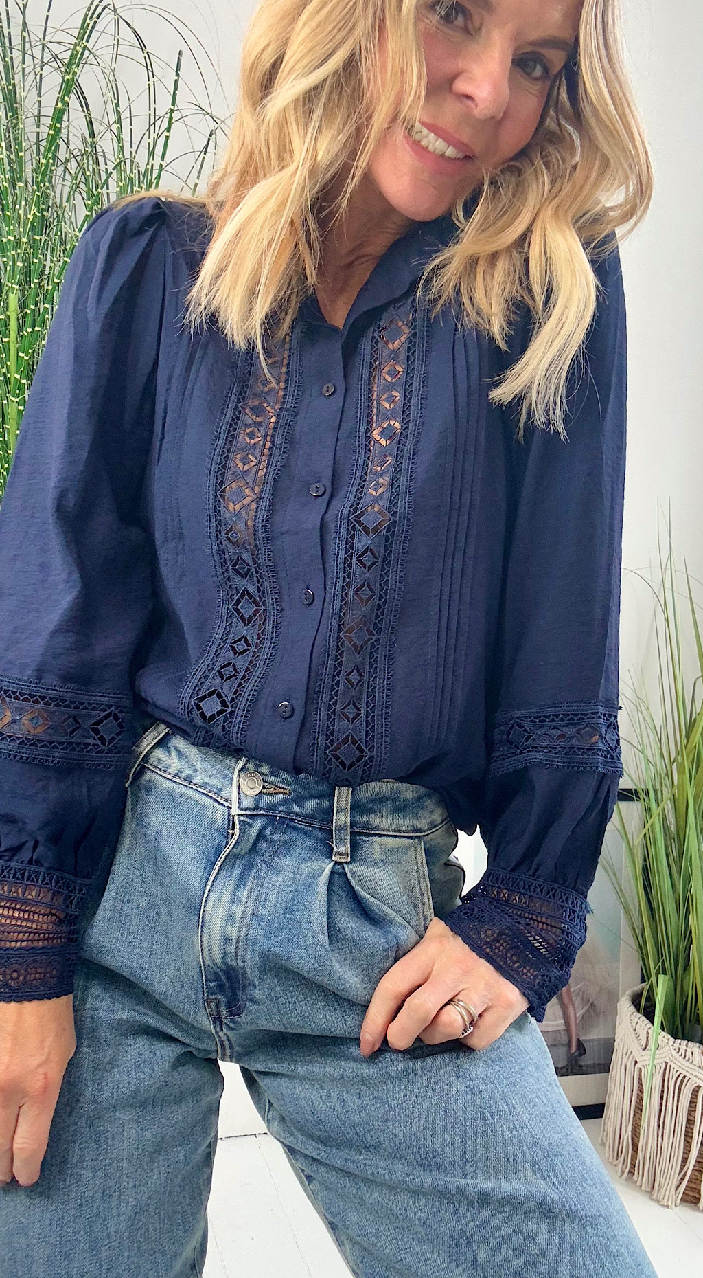 Boho Vintage Shirt - Navy